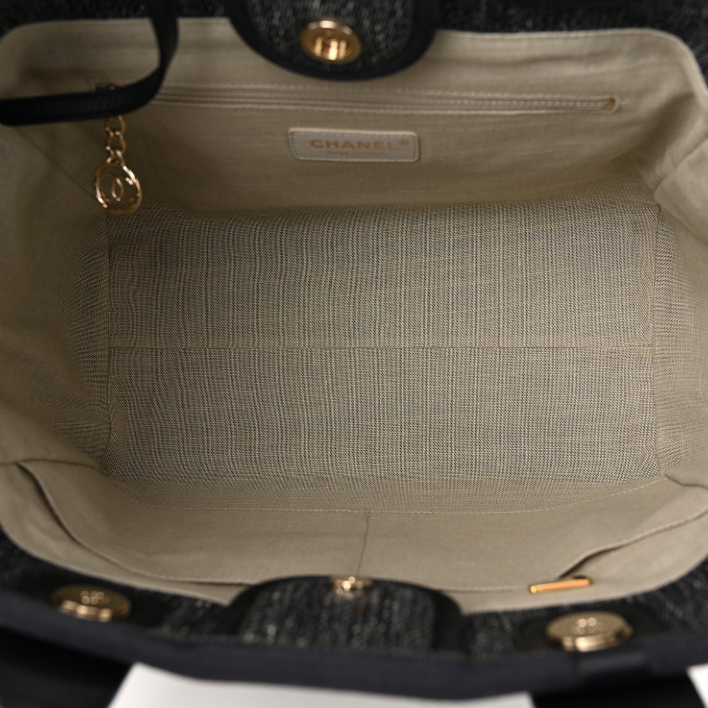 Denim Small Deauville Tote Dark Blue White