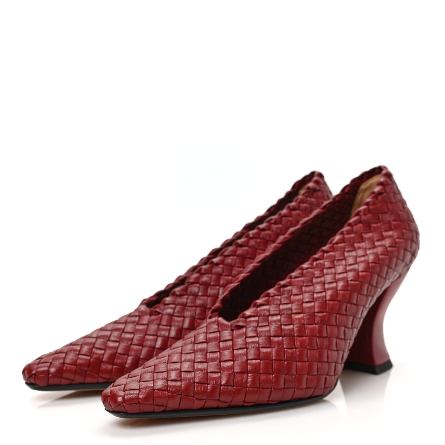 Nappa Intrecciato Almond 75mm Pumps 38 Burgundy