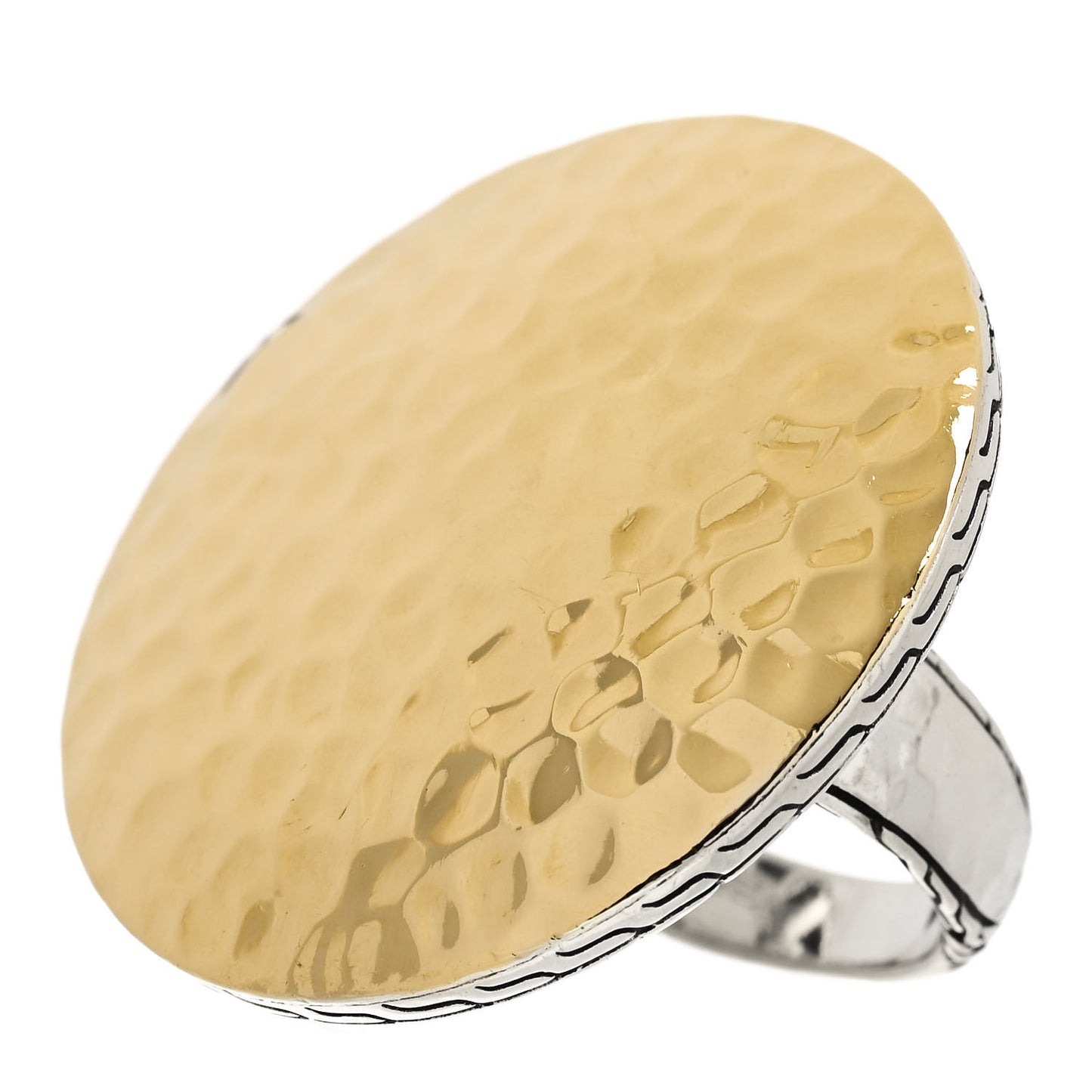 Sterling Silver 18K Yellow Gold Palu Hammered Circle Ring 51 5.75