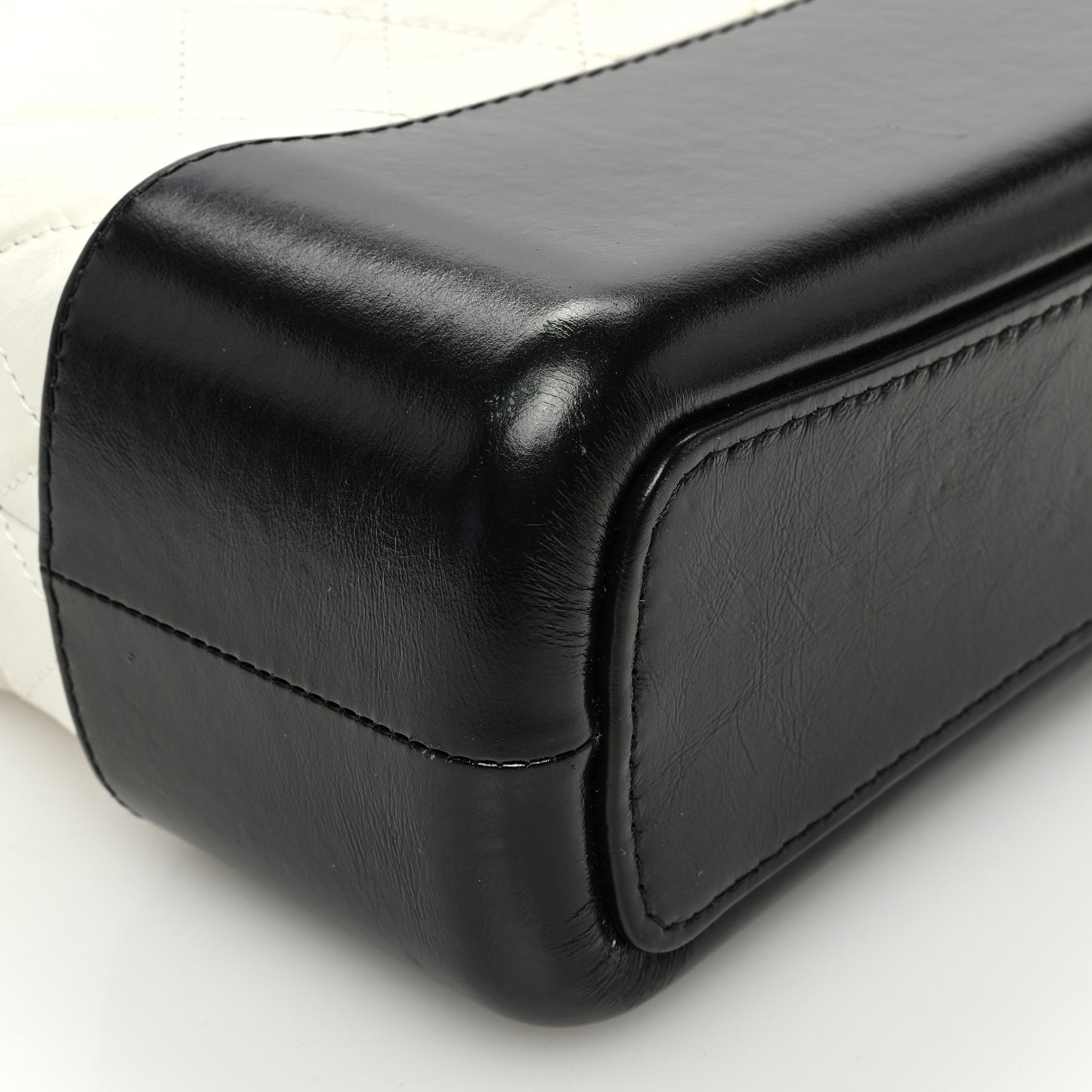 Aged Calfskin Quilted Medium Gabrielle Hobo Black White