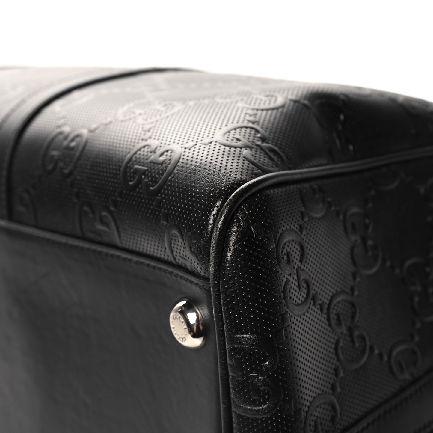 Calfskin GG Tennis Embossed Duffle Bag Black