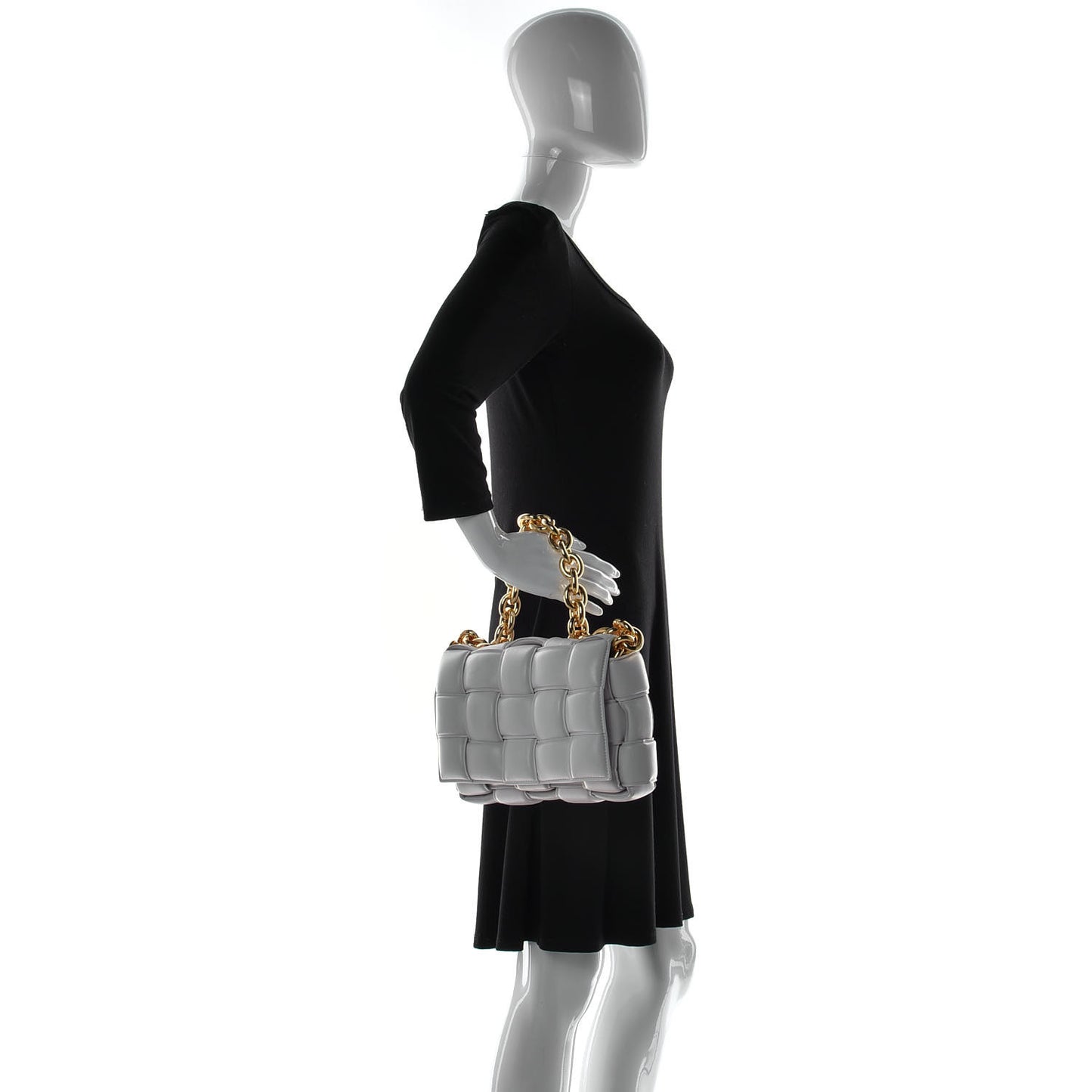 Lambskin Maxi Intreccio Padded Chain Cassette Crossbody Bag White