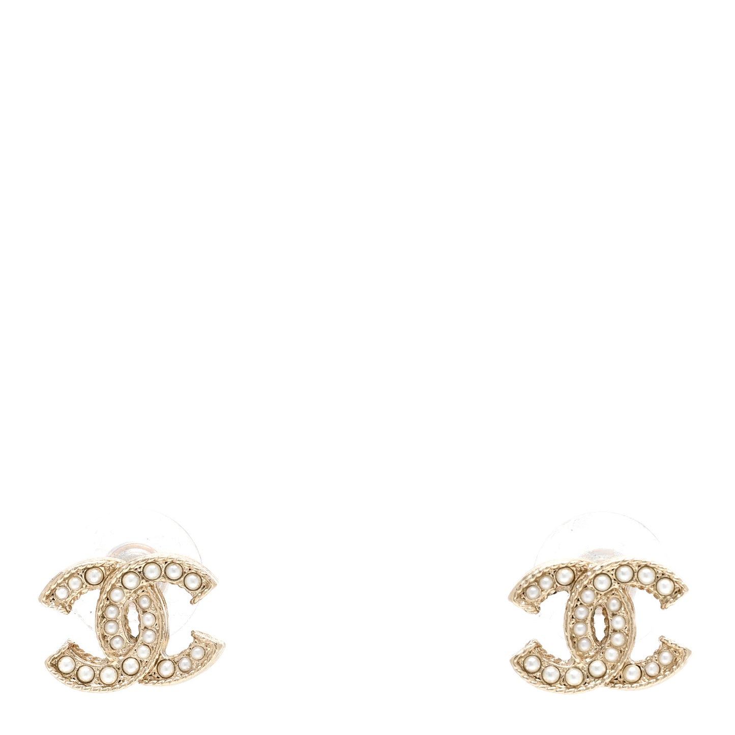 Metal Graduated Pearl Crystal CC Earrings Light Gold