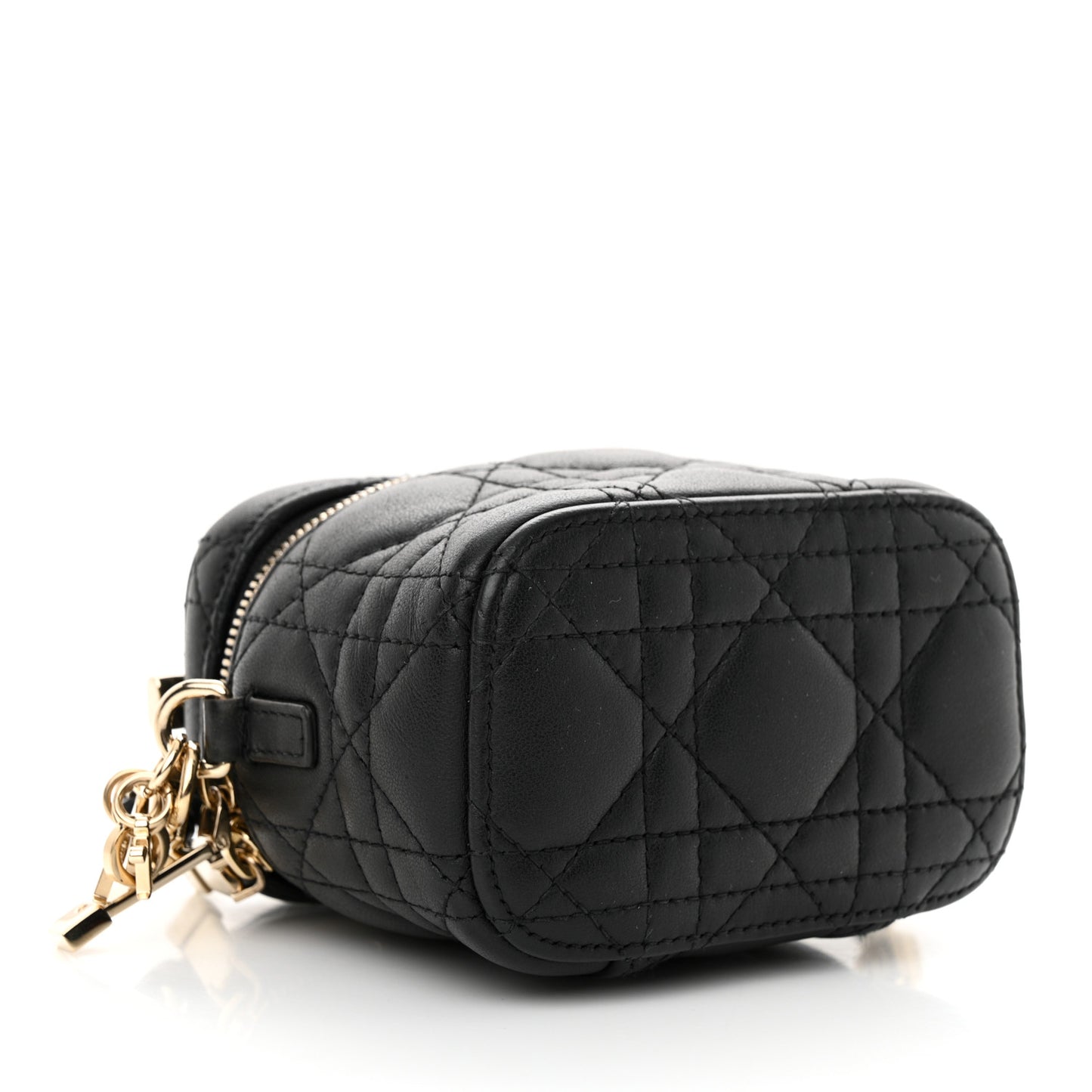 Lambskin Cannage Micro Lady Dior Vanity Case Black