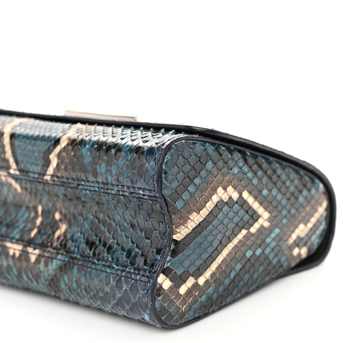 Snakeskin Twist Shoulder Bag PM Blue Multicolor