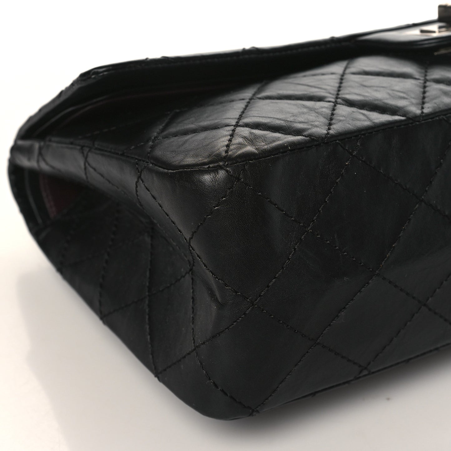 Aged Calfskin Quilted 2.55 Reissue 227 Flap Black