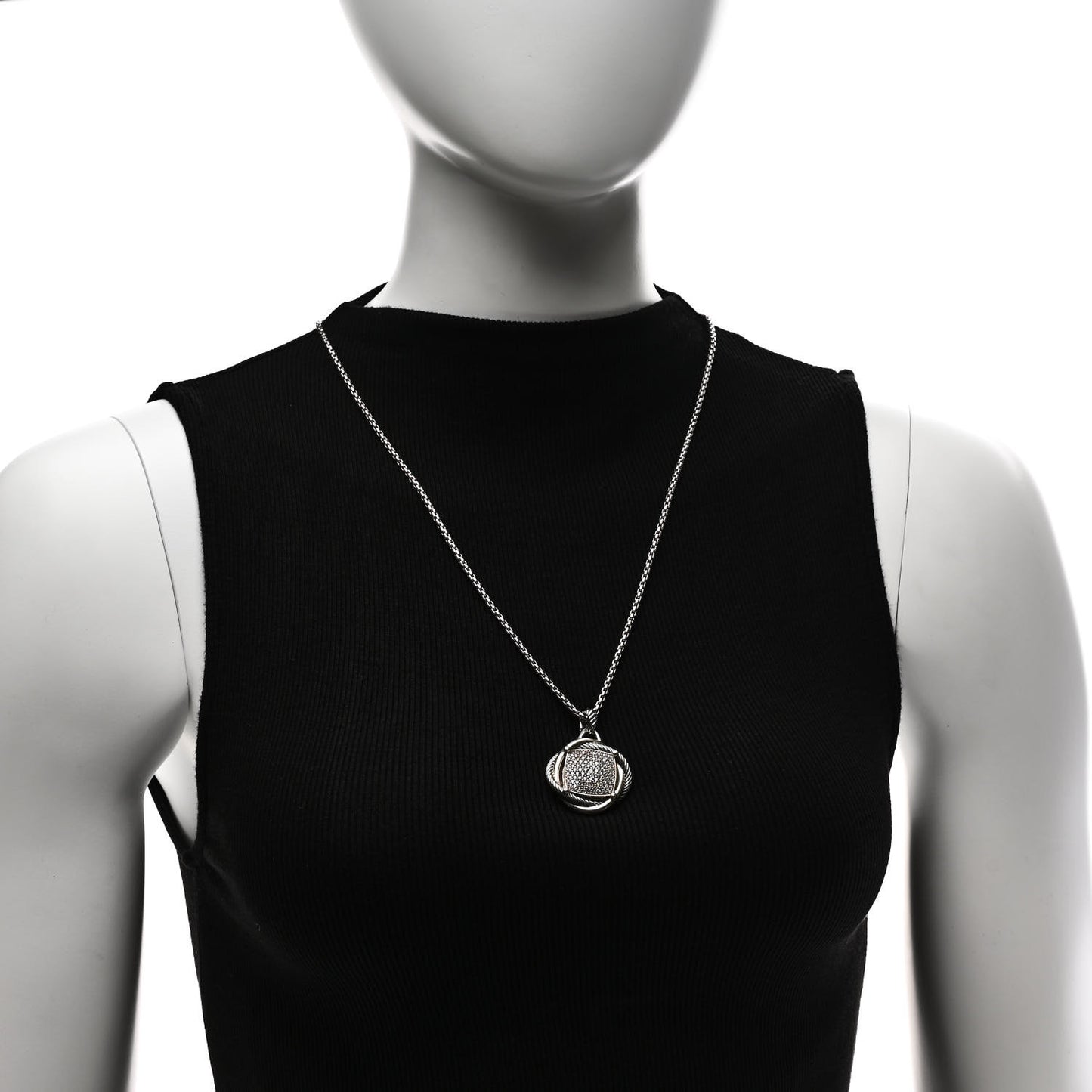 Sterling Silver Diamond 32mm Infinity Pendant Necklace