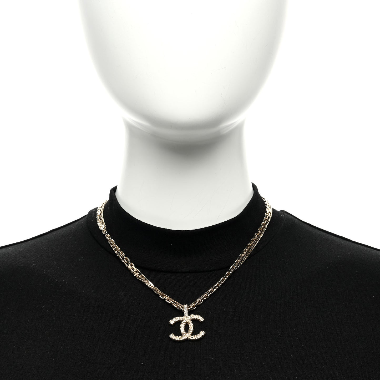 Crystal CC Multi Strand Chain Necklace Gold