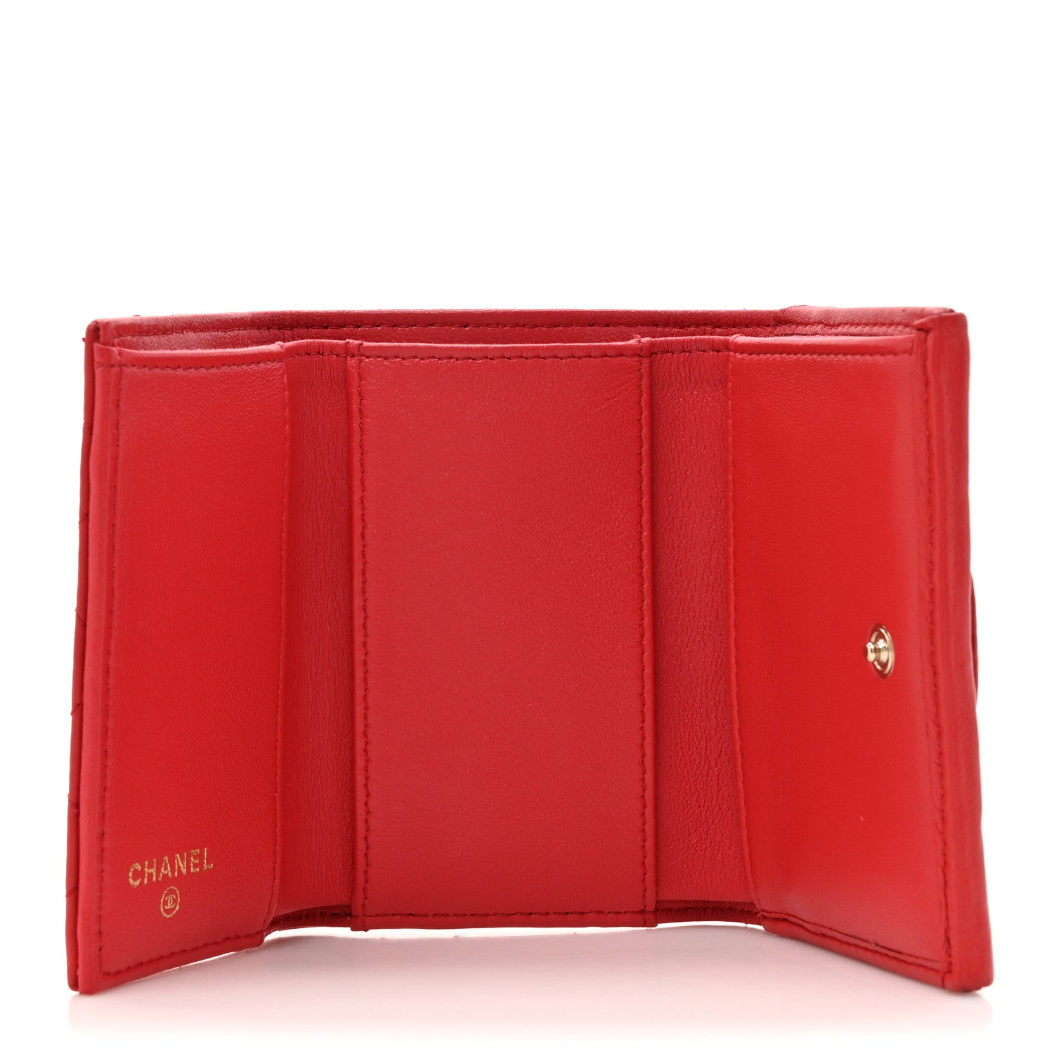 Chanel Lambskin Quilted Double Flap Wallet  Red 5 of 11