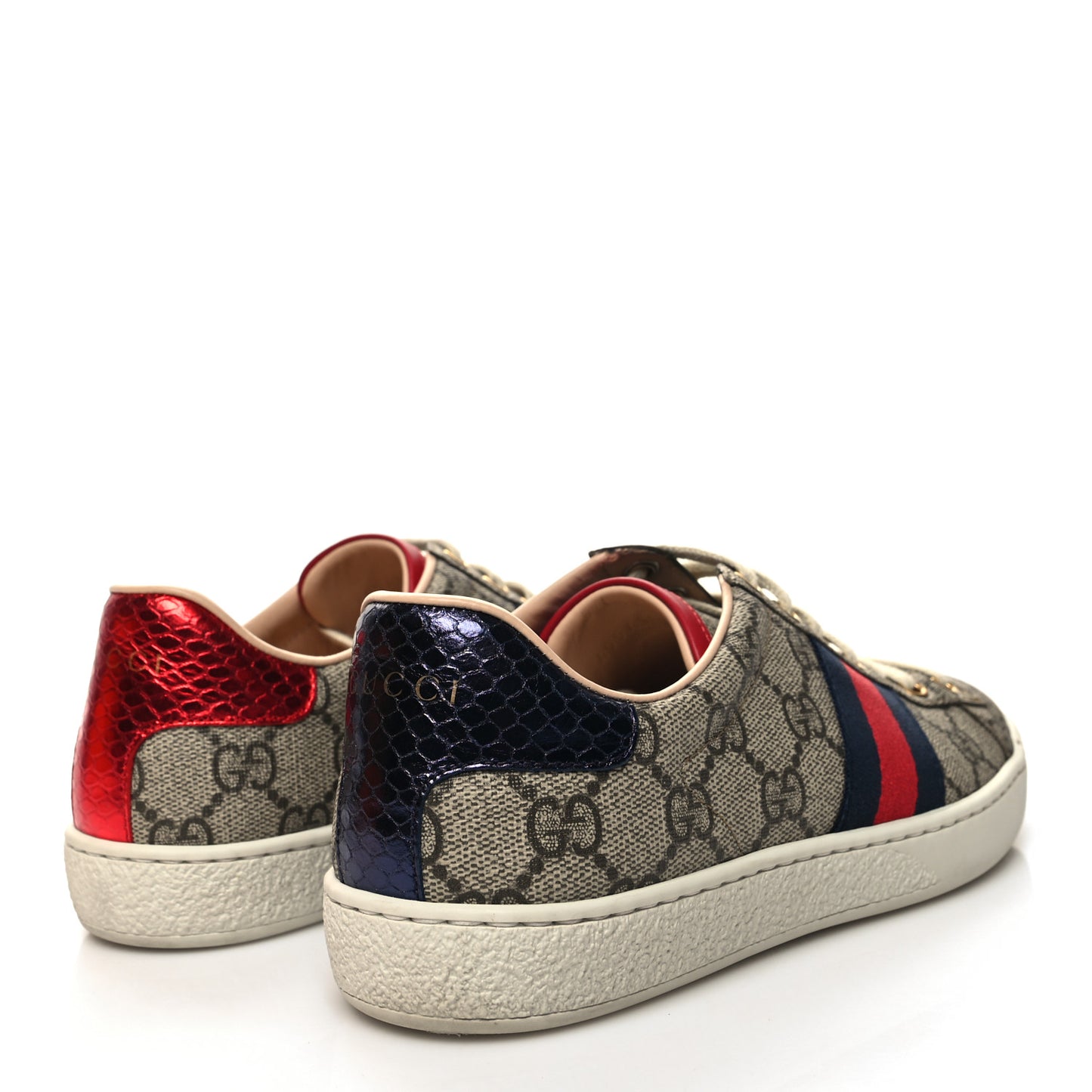GG Supreme Monogram Womens Ace Low-Top Sneaker 36 Beige