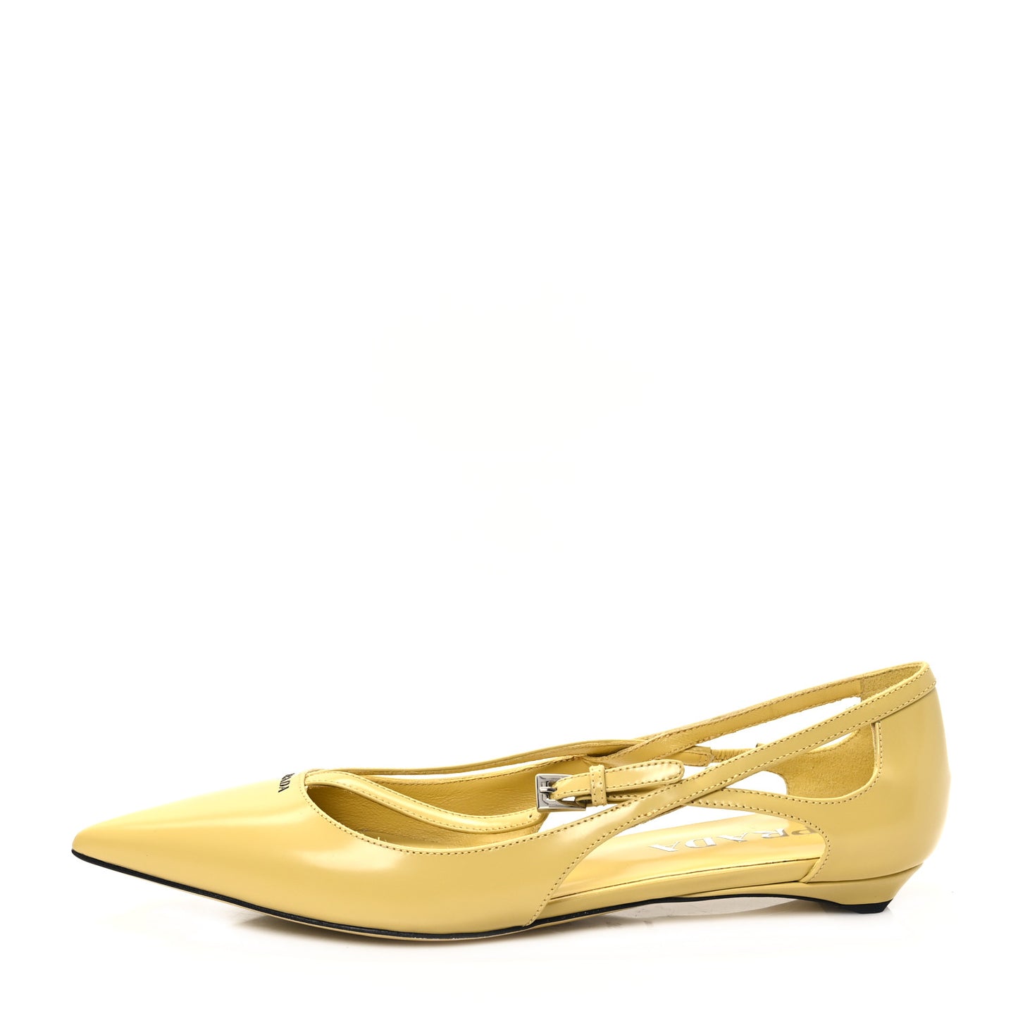 Calfskin Crisscross Ballerina Flats 36 Yellow