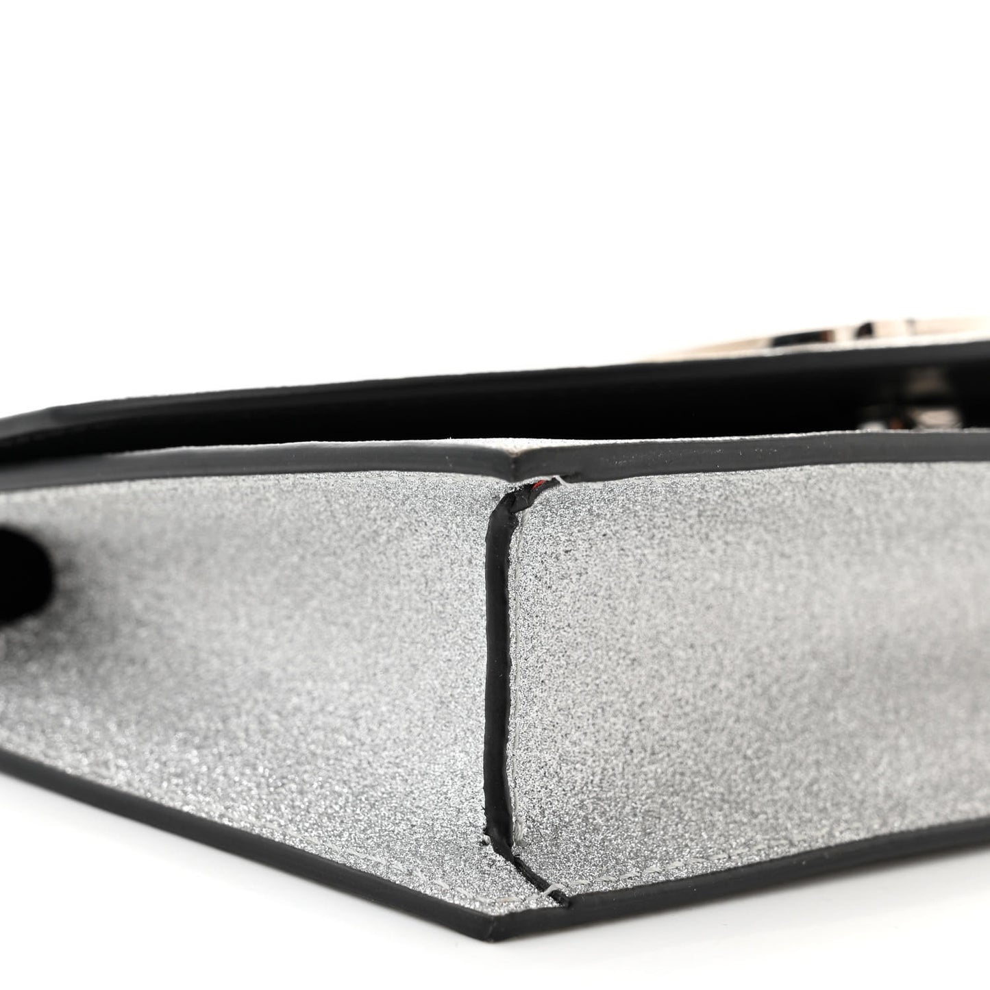 Glitter Calfskin Loubi54 Crossbody Clutch Silver