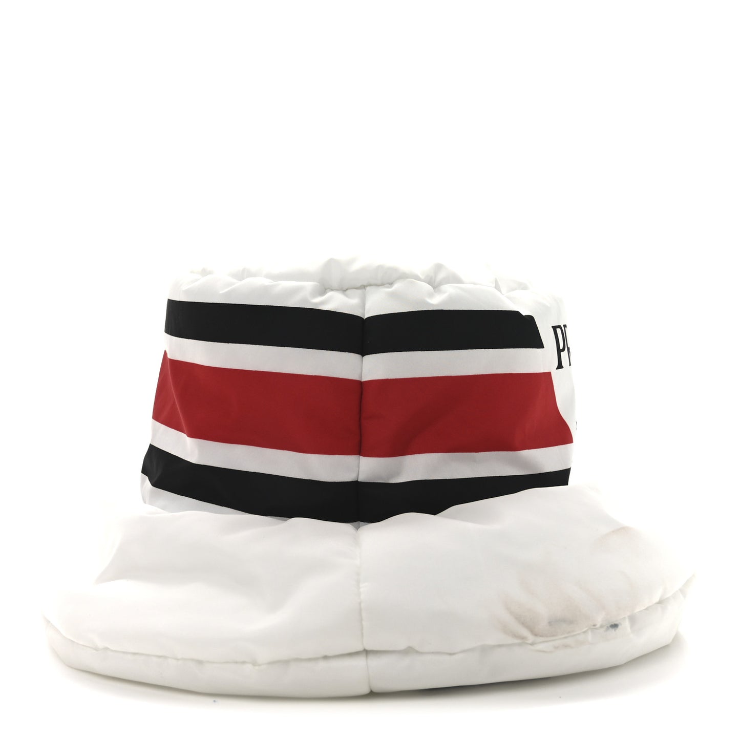 Re-Nylon Triangle Logo Padded Mens Bucket Hat M White Rosso