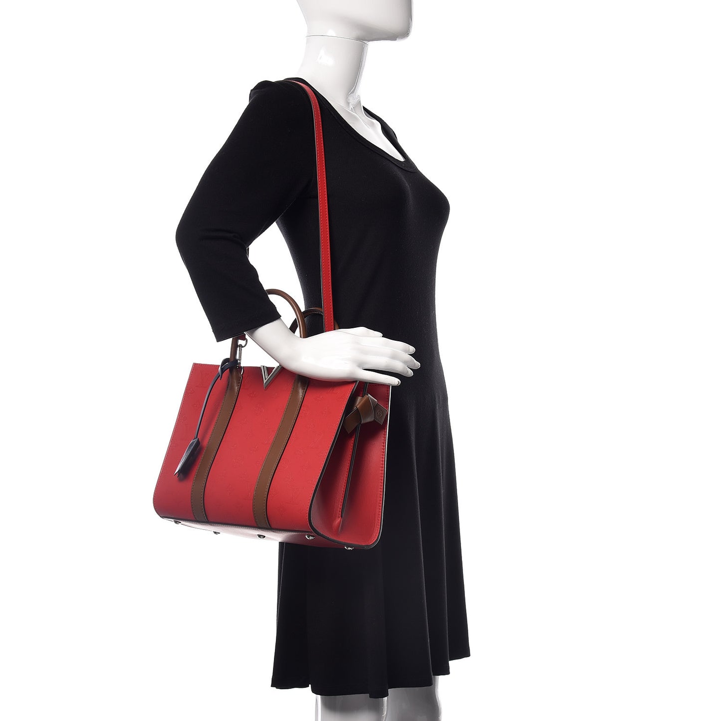 Monogram Cuir Plume Very Tote MM Rubis Noisette