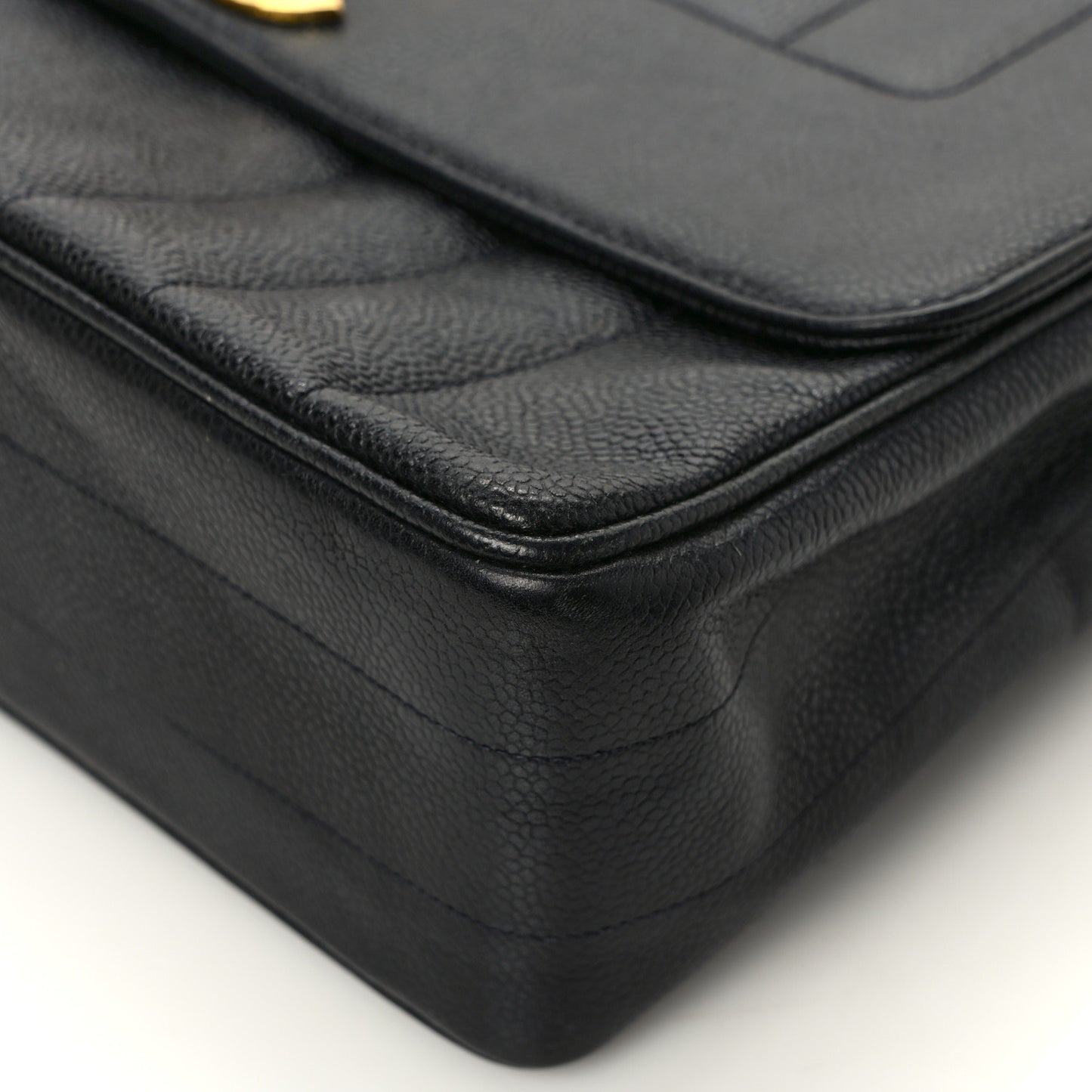 Caviar Vertical Quilted Kelly Flap Bag Black