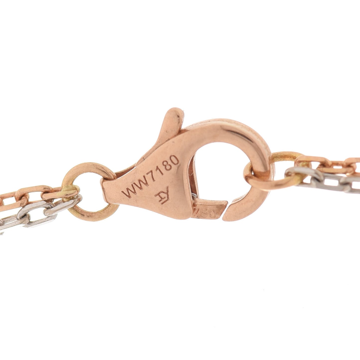 18K White Pink Gold Diamond Three Ring LOVE Pendant Necklace