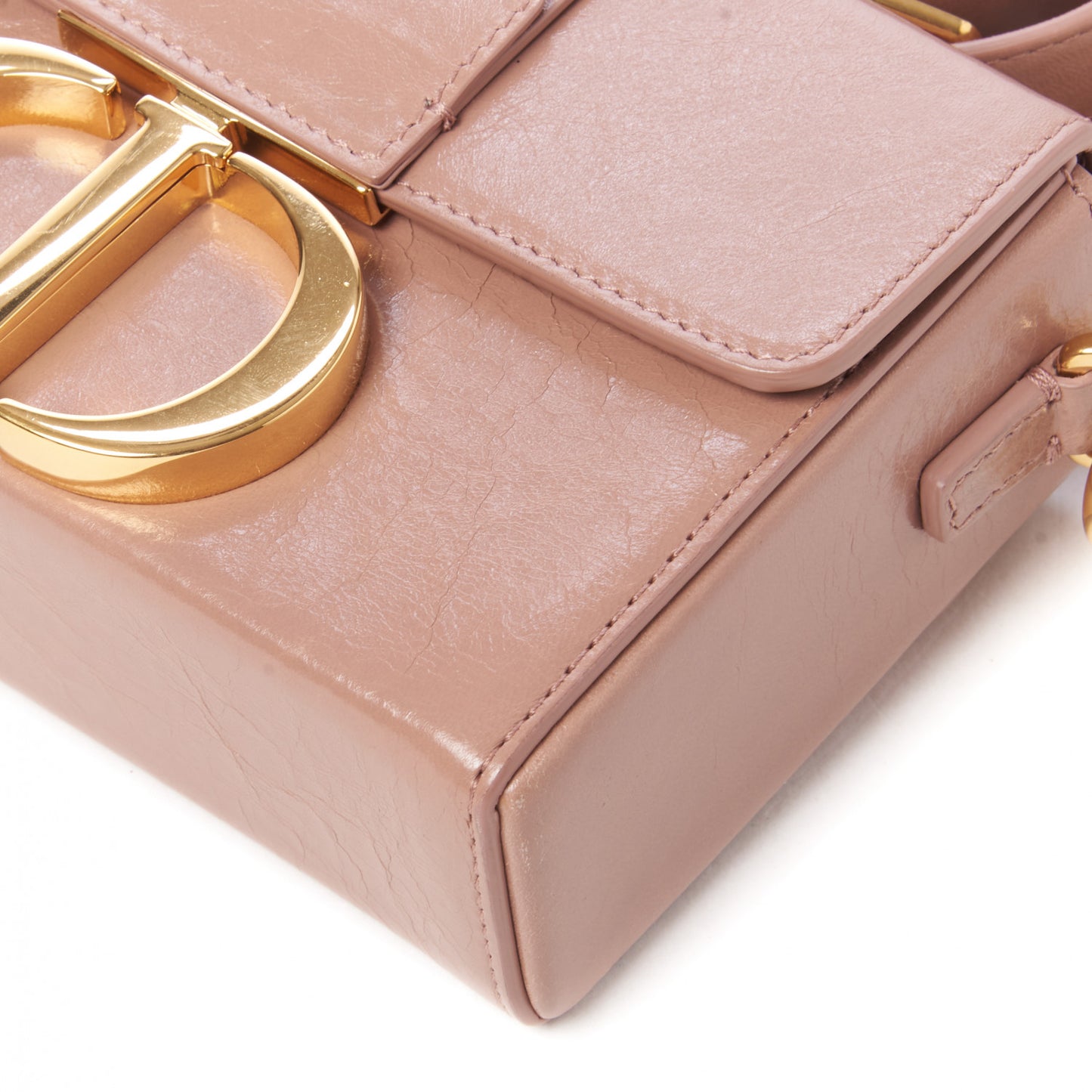 Crackled Lambskin 30 Montaigne Box Bag Pink