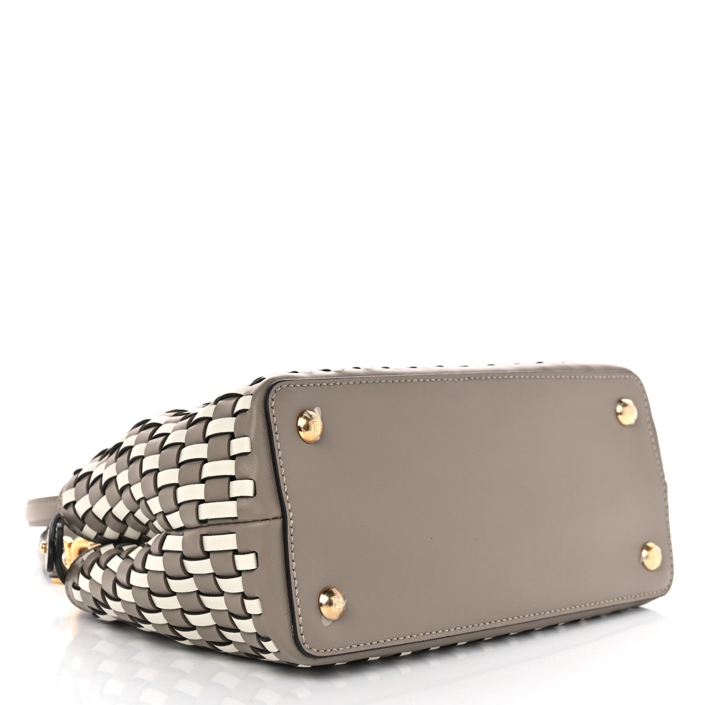 Calfskin Woven Mini Peekaboo Iconic Satchel Tortora