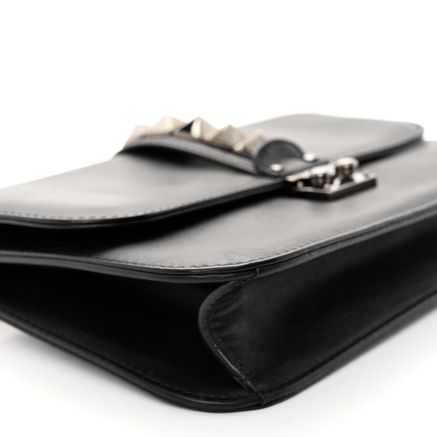 Vitello Medium Glam Lock Rockstud Flap Black
