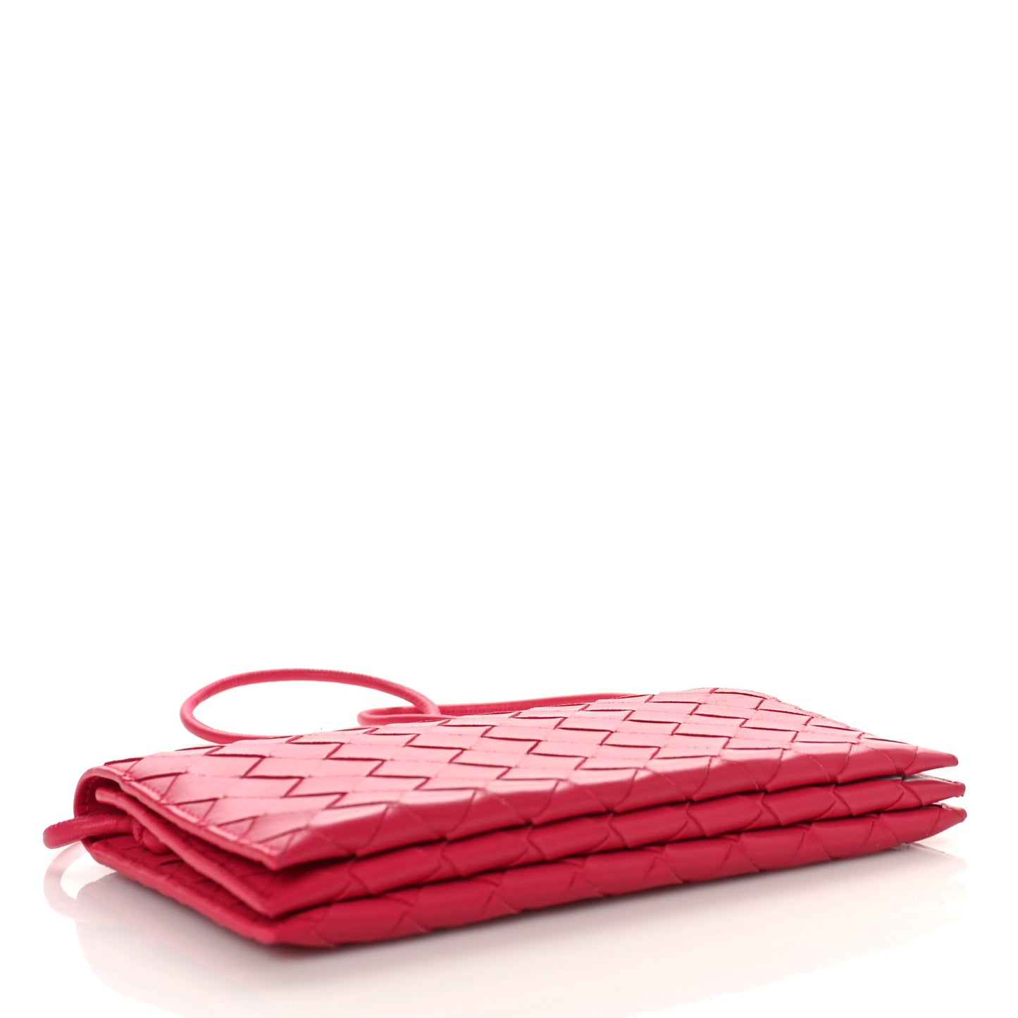 Nappa Intrecciato Wallet On Strap Cranberry