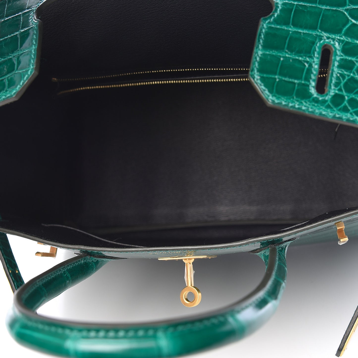 Shiny Niloticus Crocodile Horseshoe Birkin 30 Vert Emeraude Black