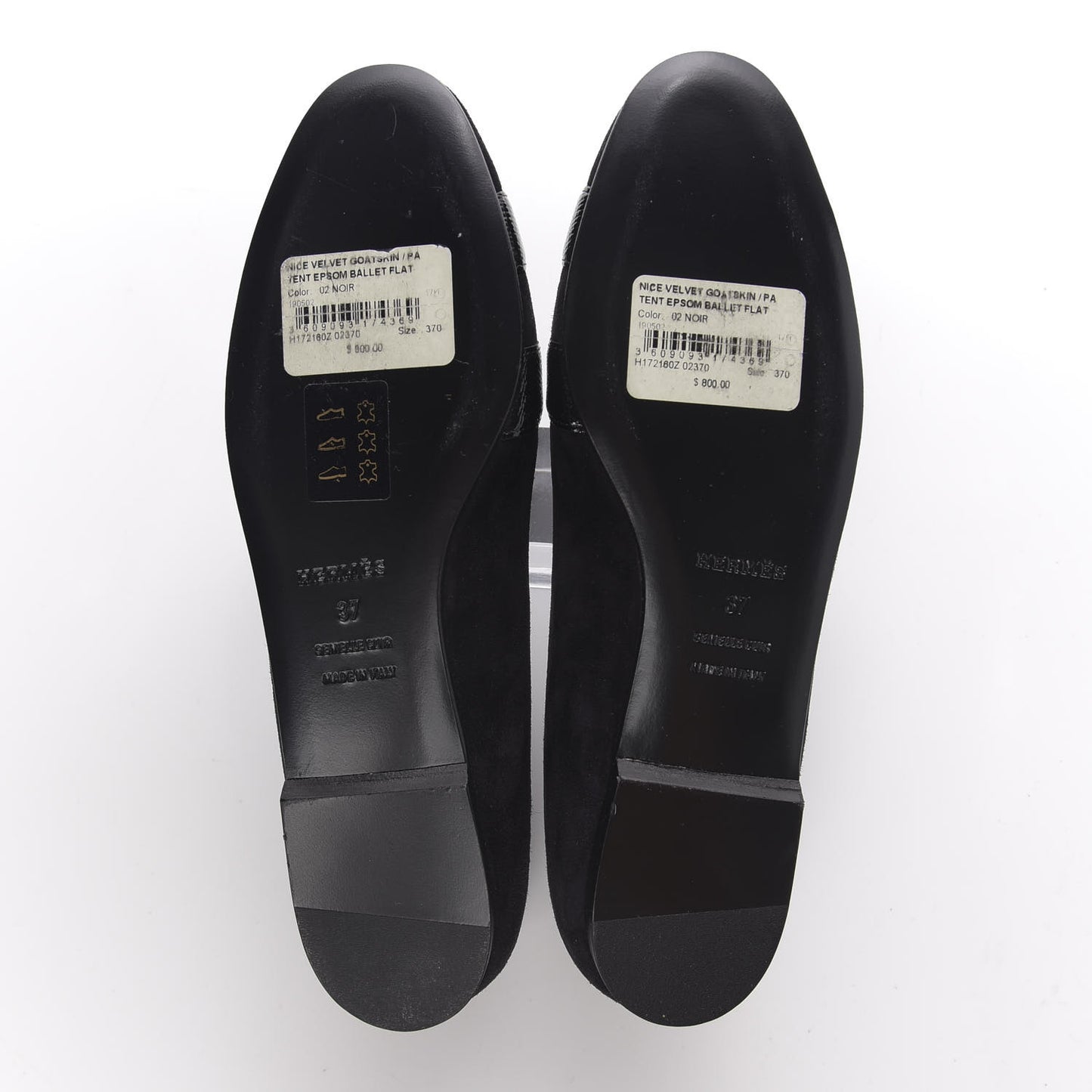 Velvet Goatskin Patent Epsom Nice Ballerina Flats 37 Black