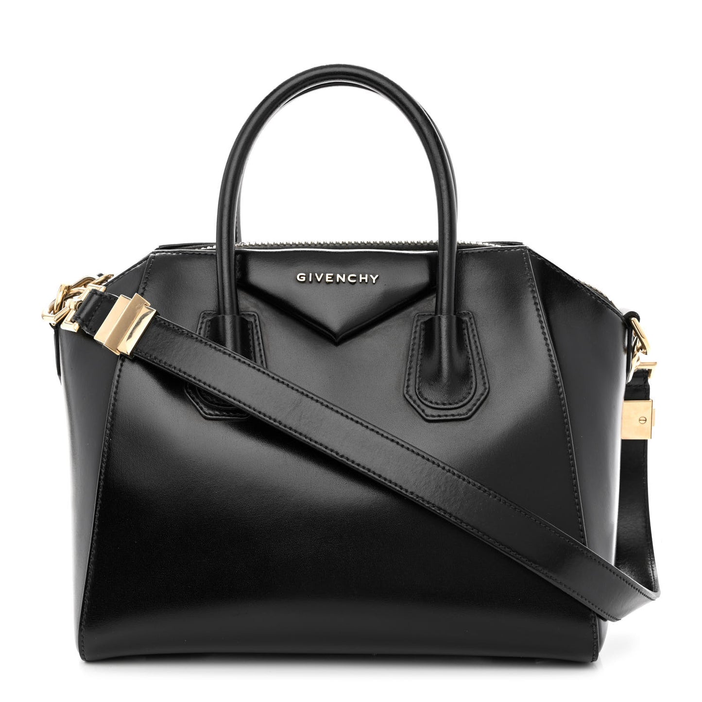 Shiny Lord Calfskin Small Antigona Black