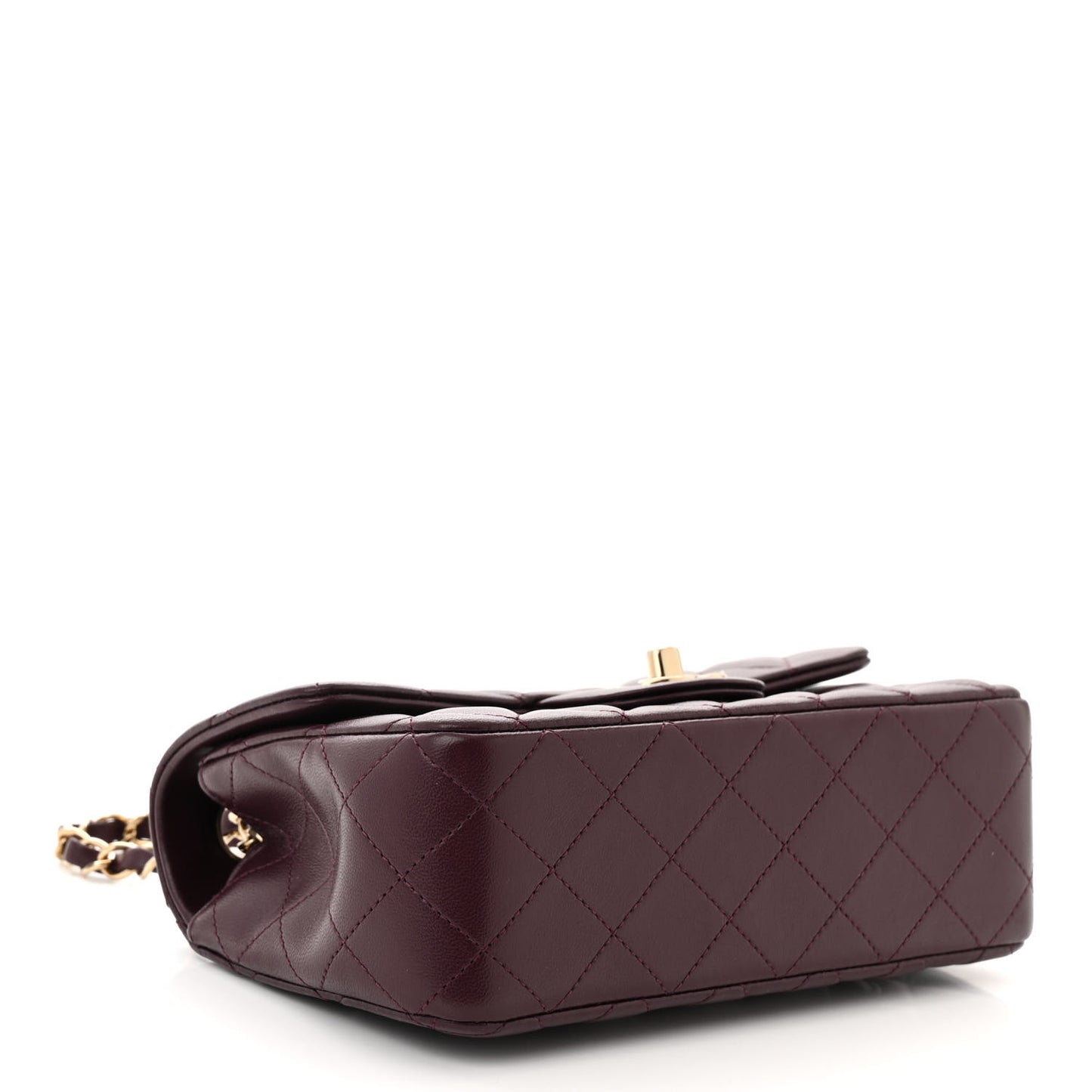 Lambskin Quilted Mini Rectangular Flap Burgundy