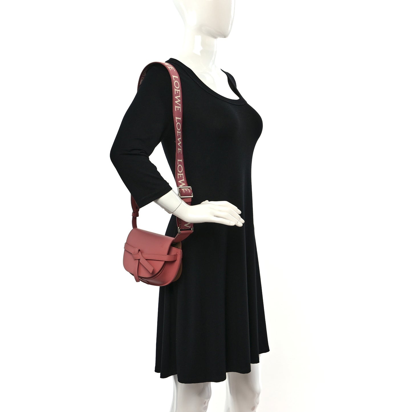 Calfskin Jacquard Mini Gate Dual Bag Peach Bloom