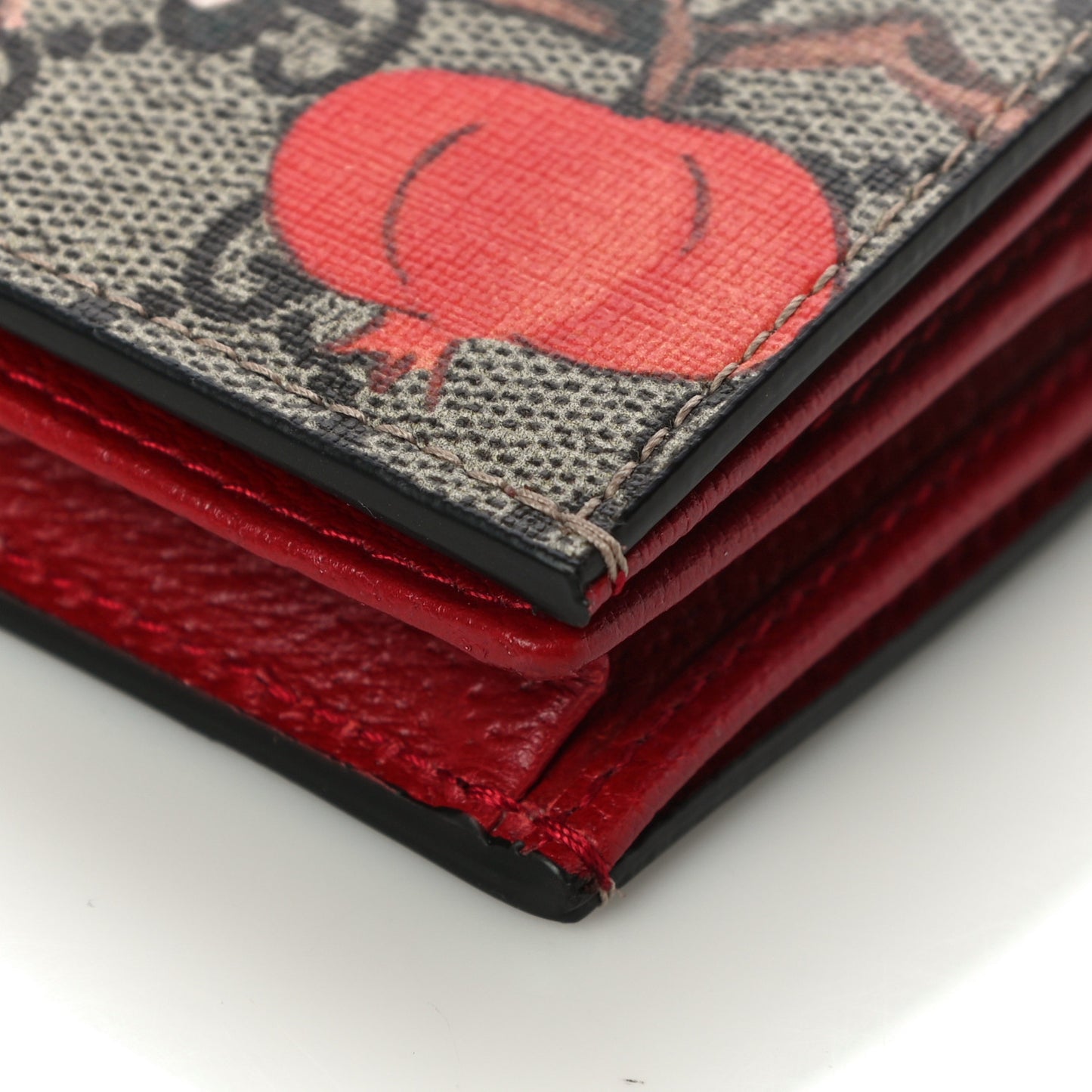 GG Supreme Monogram Tian Card Case Beige Multicolor Red