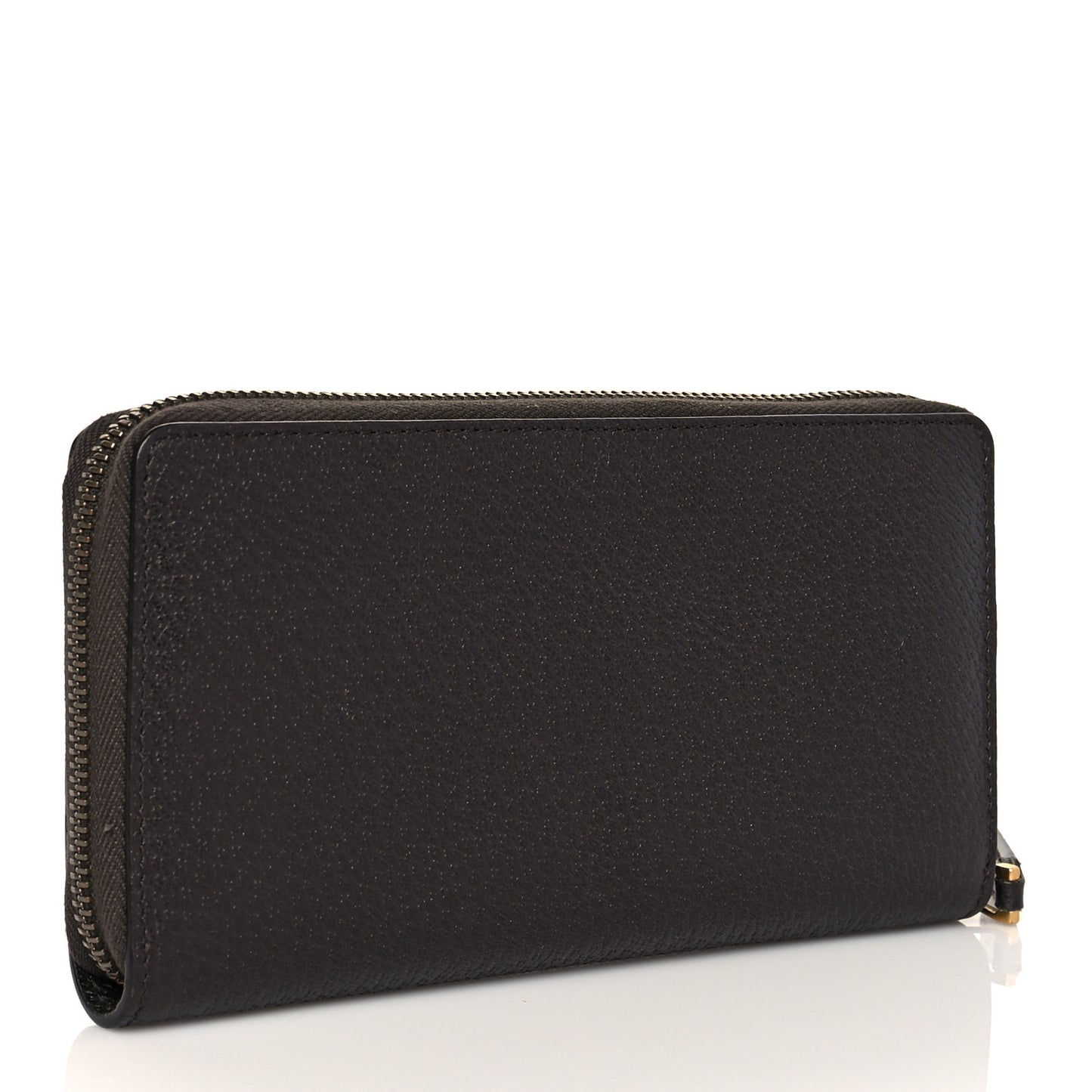 Dollar Calfskin Boar Effect GG Marmont Zip Around Wallet Dark Cocoa