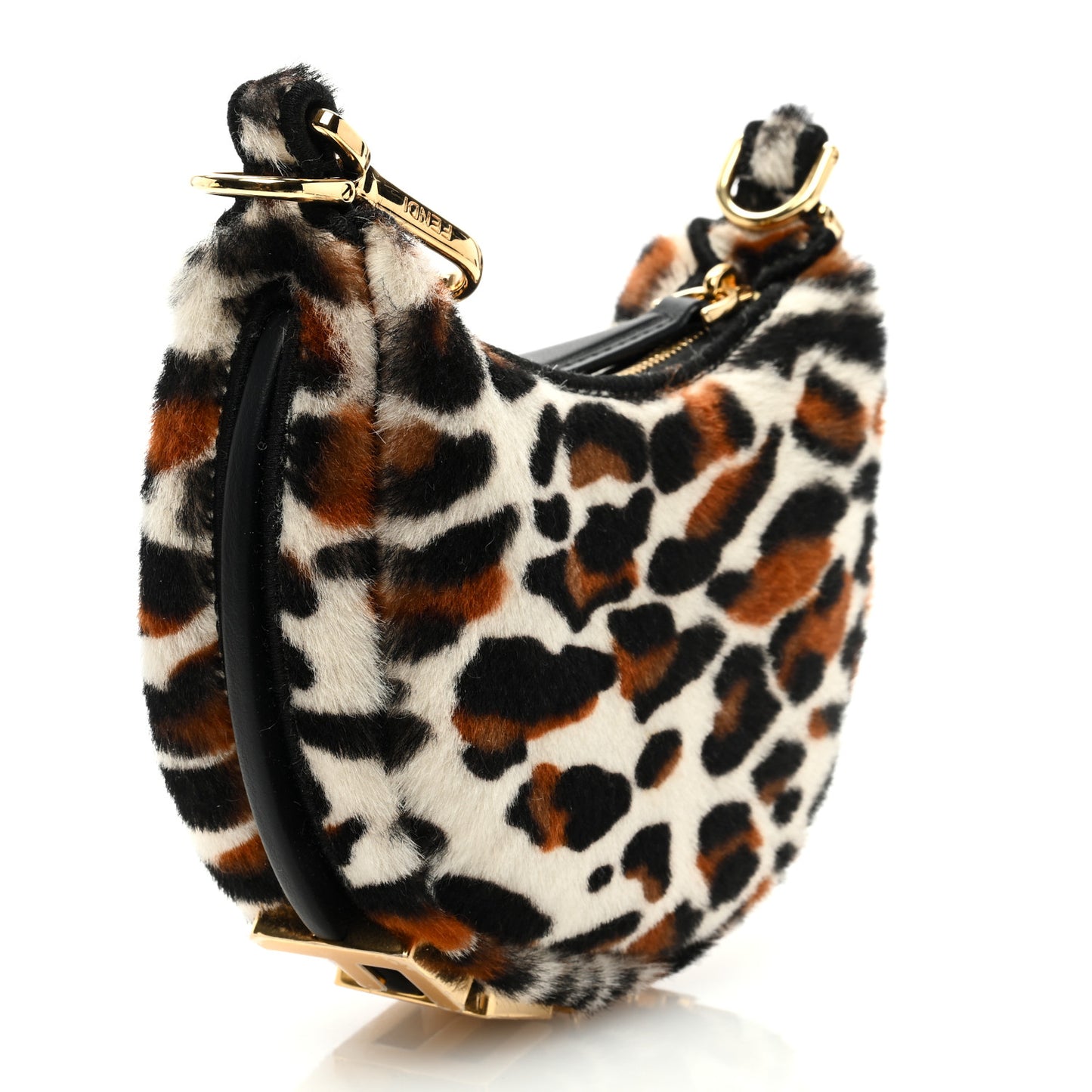 Sheepskin Vitello Grace Pony Hair Ocelot Nano Fendigraphy Hobo Charm Multicolor Black