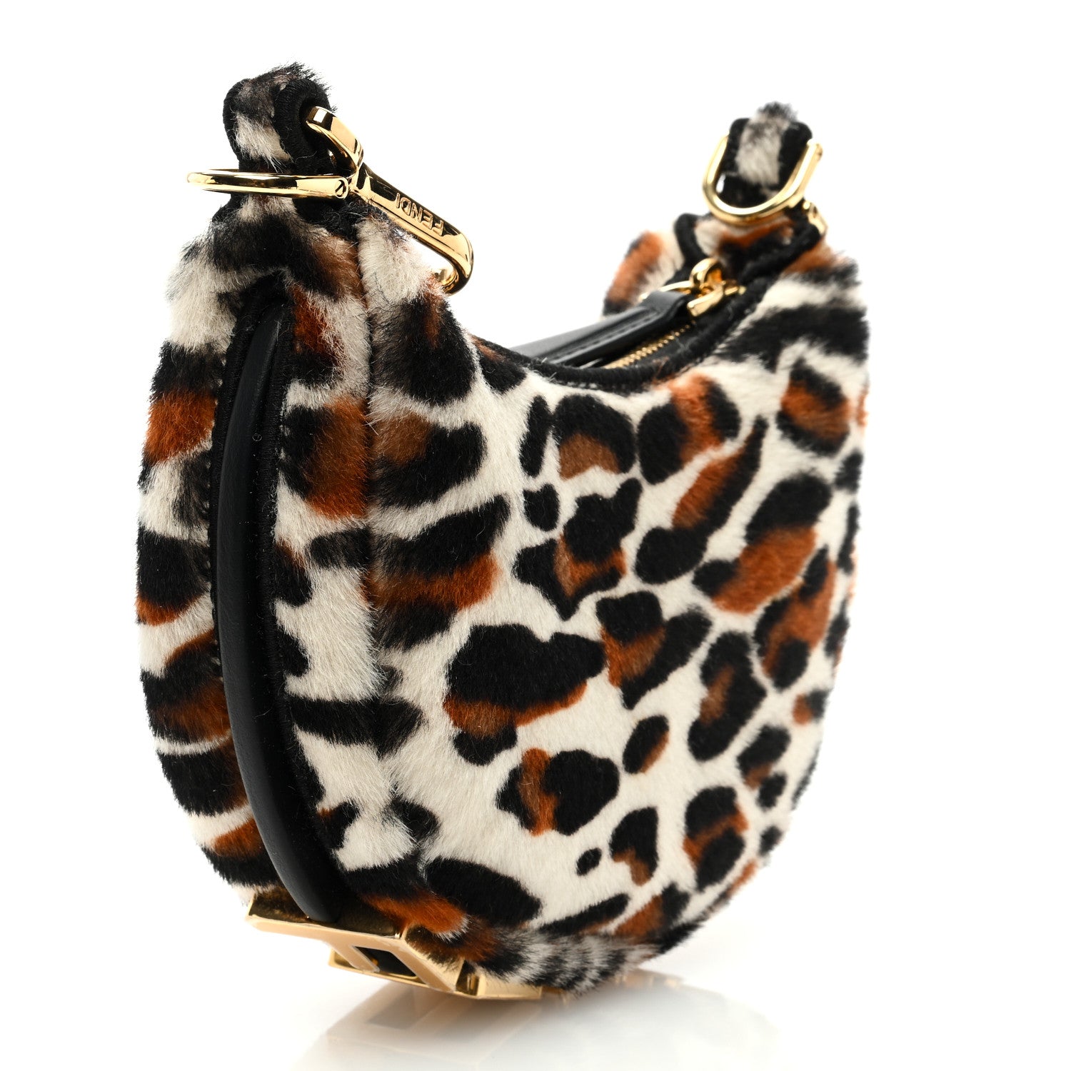 Fendi Sheepskin Vitello Grace Pony Hair Ocelot Nano Fendigraphy Hobo Charm Multicolor Black 3 of 9