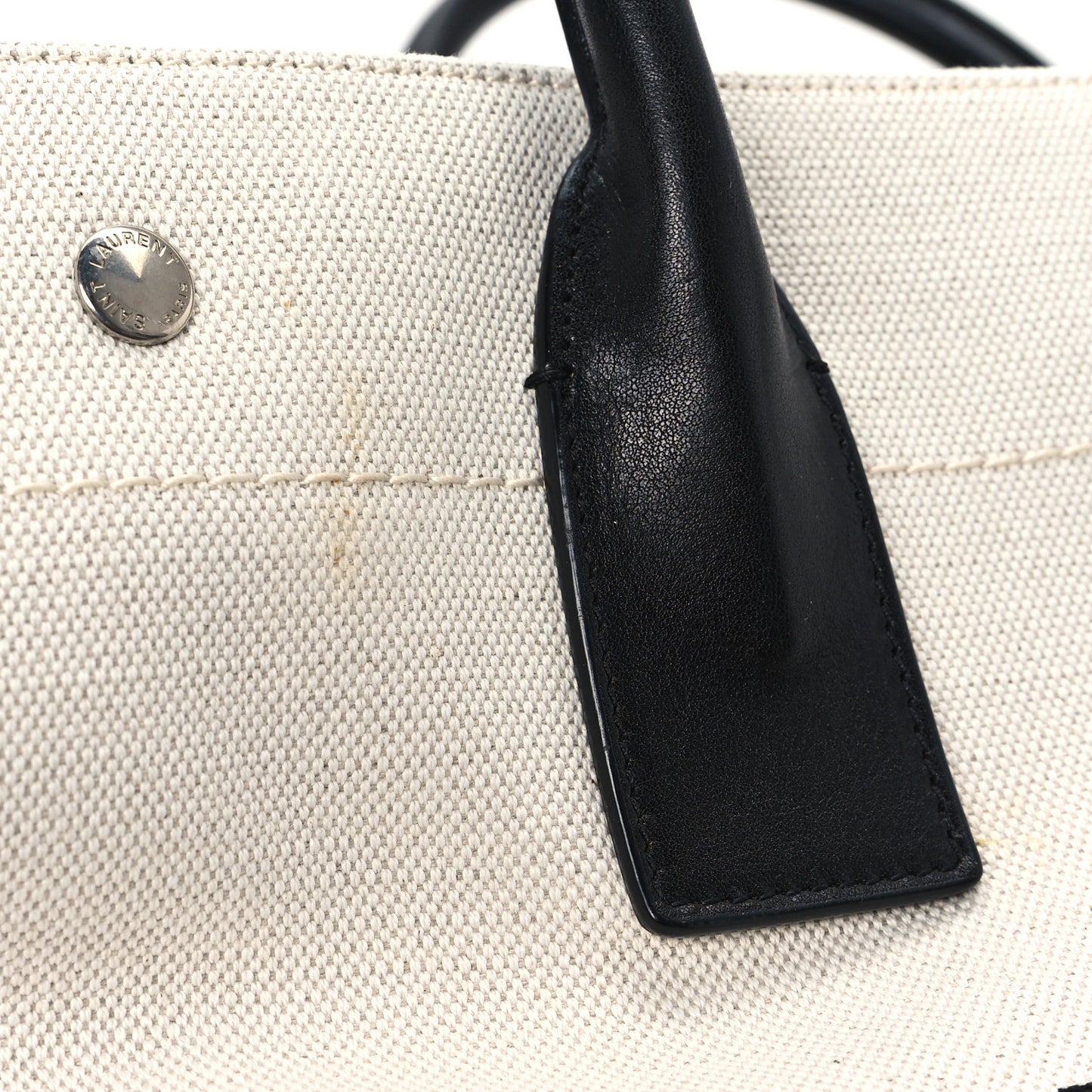 Linen Calfskin Small Rive Gauche Tote Greggio Natural