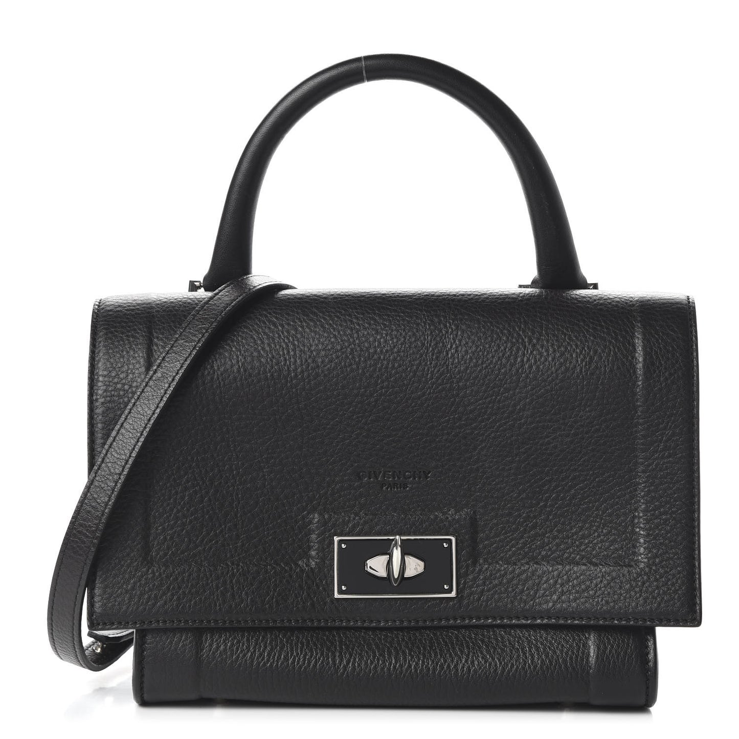 Grained Calfskin Mini Shark Lock Satchel Black