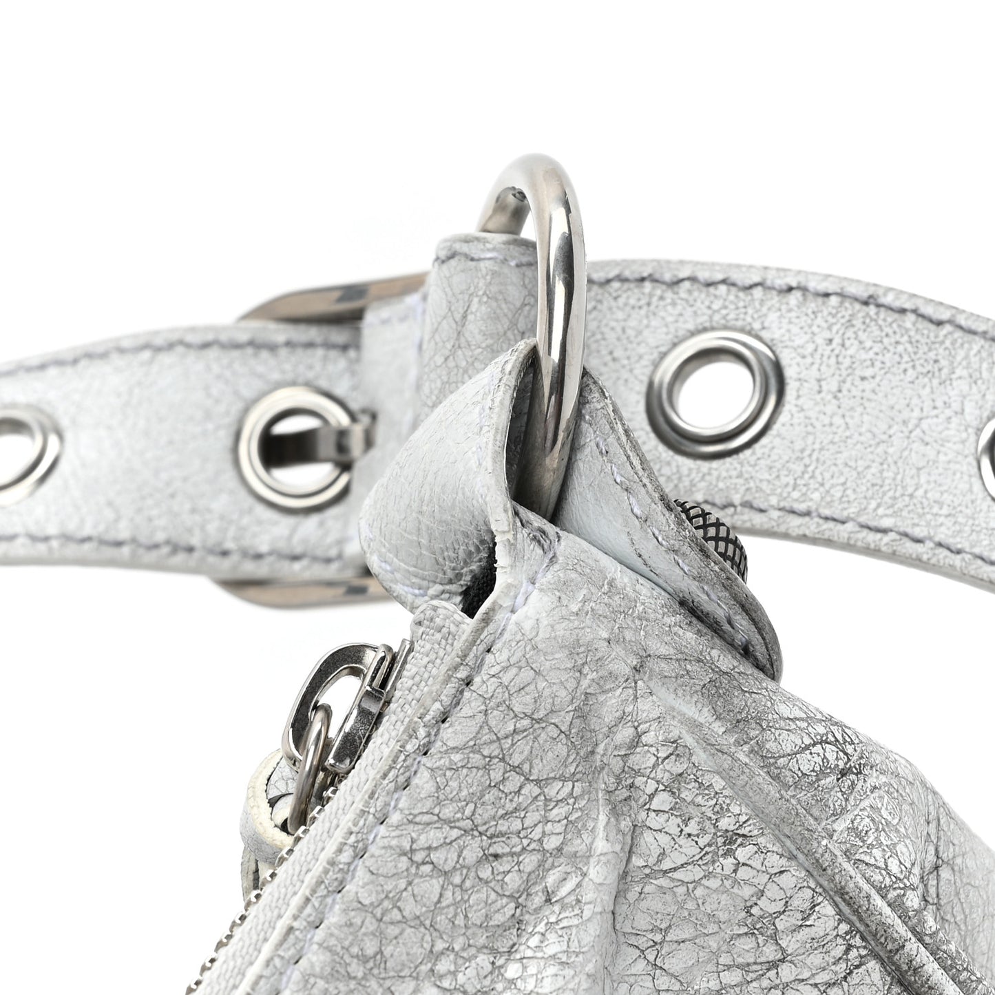Agneau Arena Dirty Effect Le Cagole Shoulder Bag XS Optic White