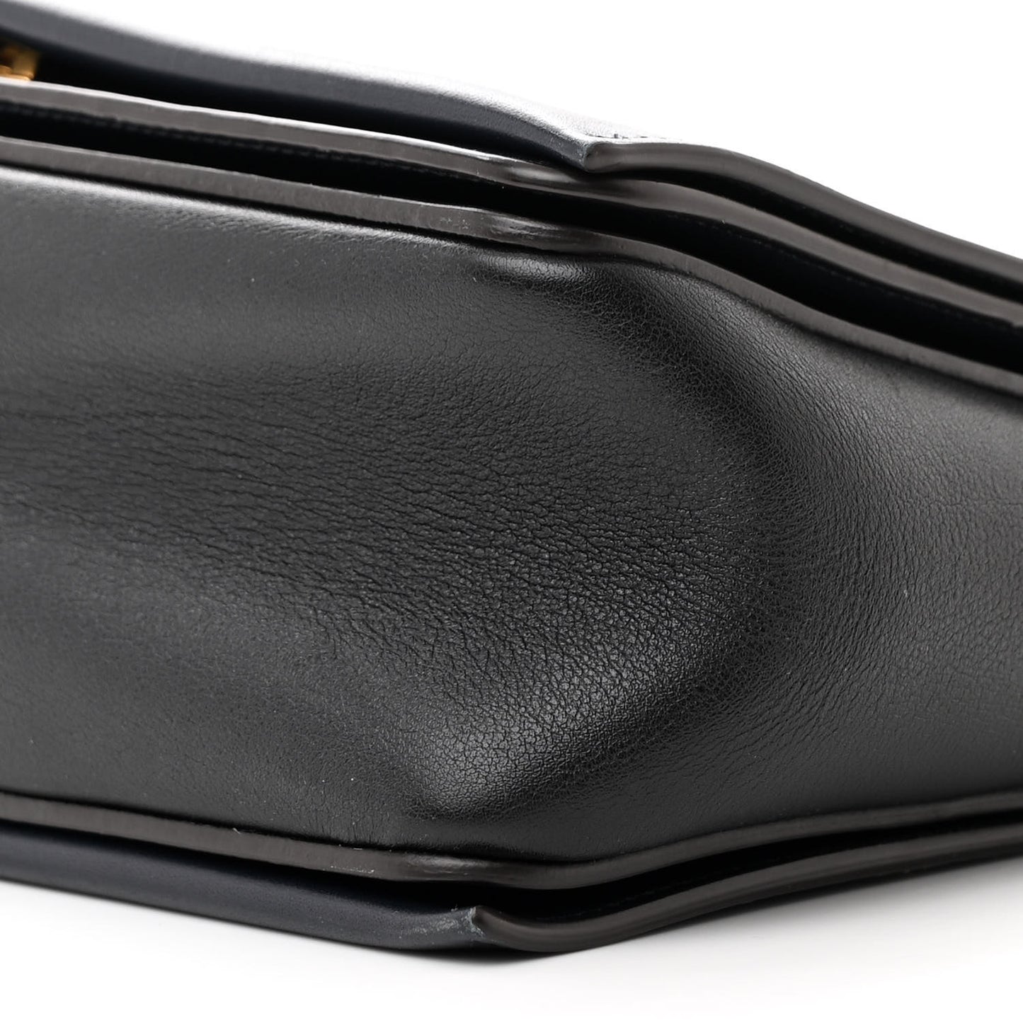 Shiny Smooth Calfskin Medium Frame Shoulder Bag Black Navy