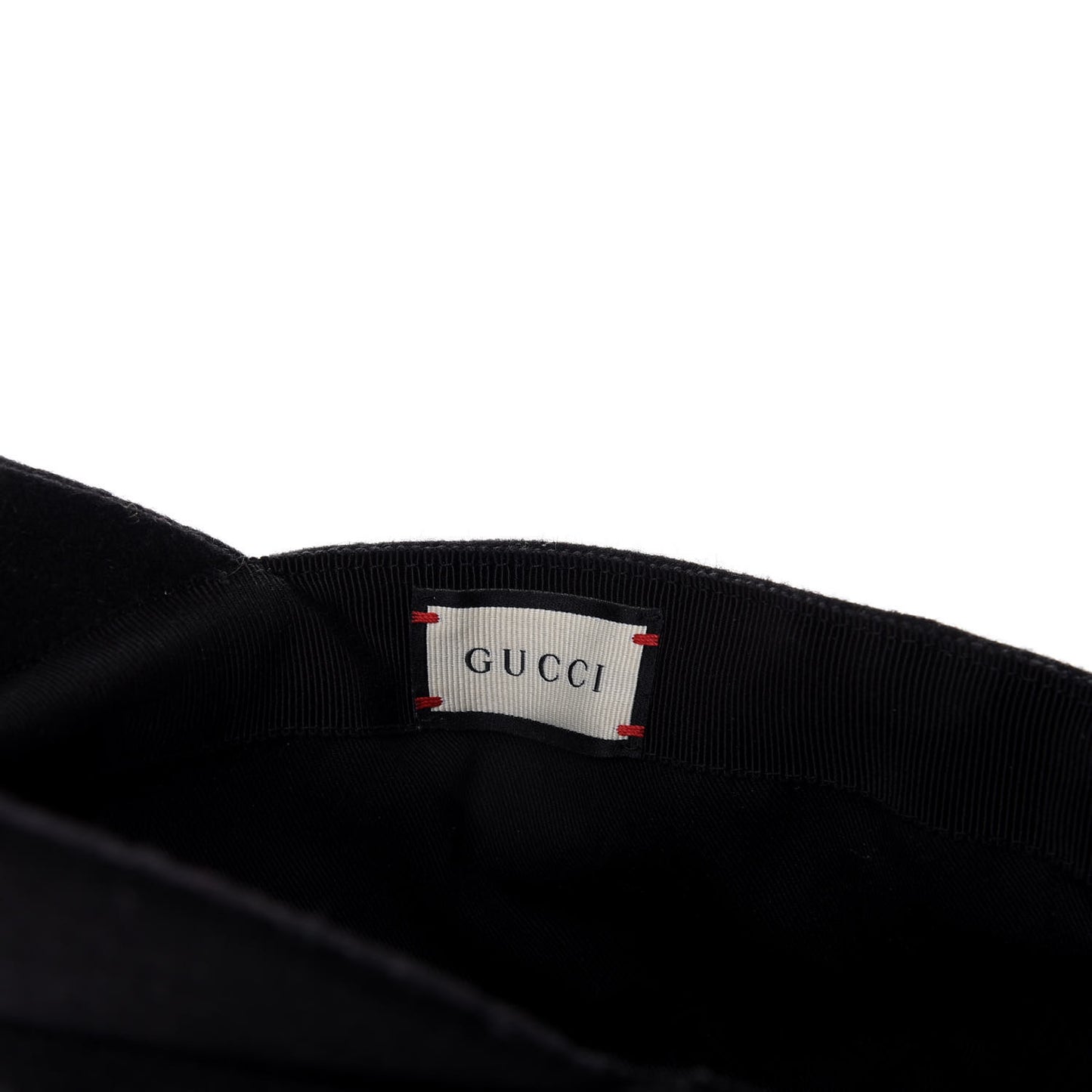 Wool Interlocking GG Stripe Baseball Hat L Black