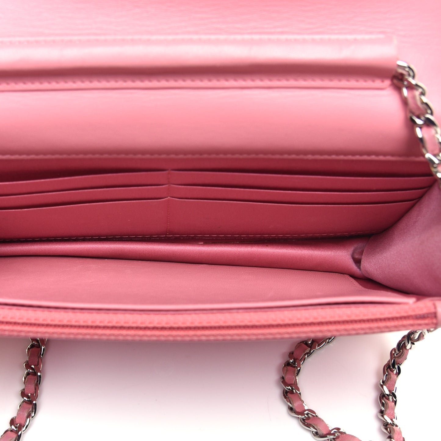 Lambskin Camellia Embossed Wallet On Chain WOC Pink