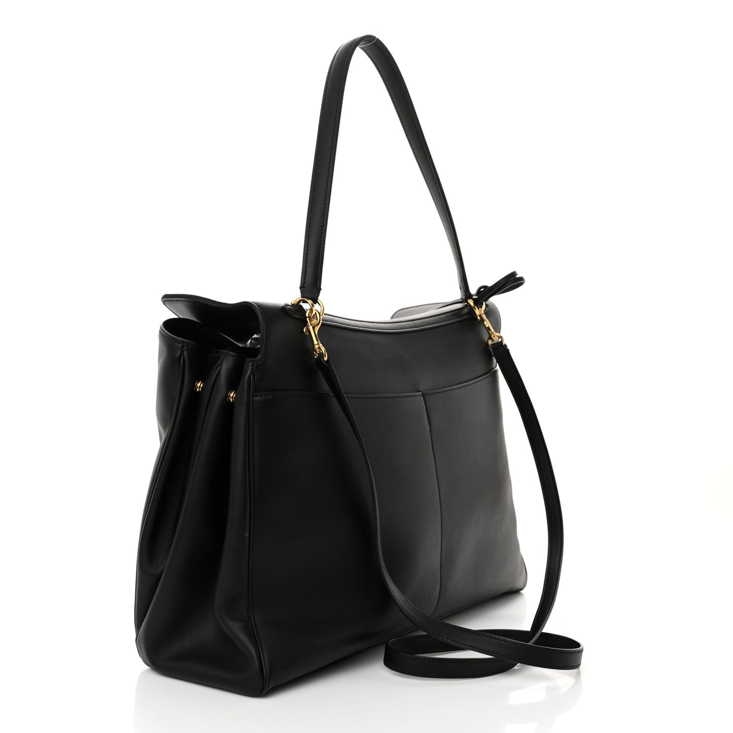 Smooth Calfskin Large Rodeo Top Handle Handbag Black