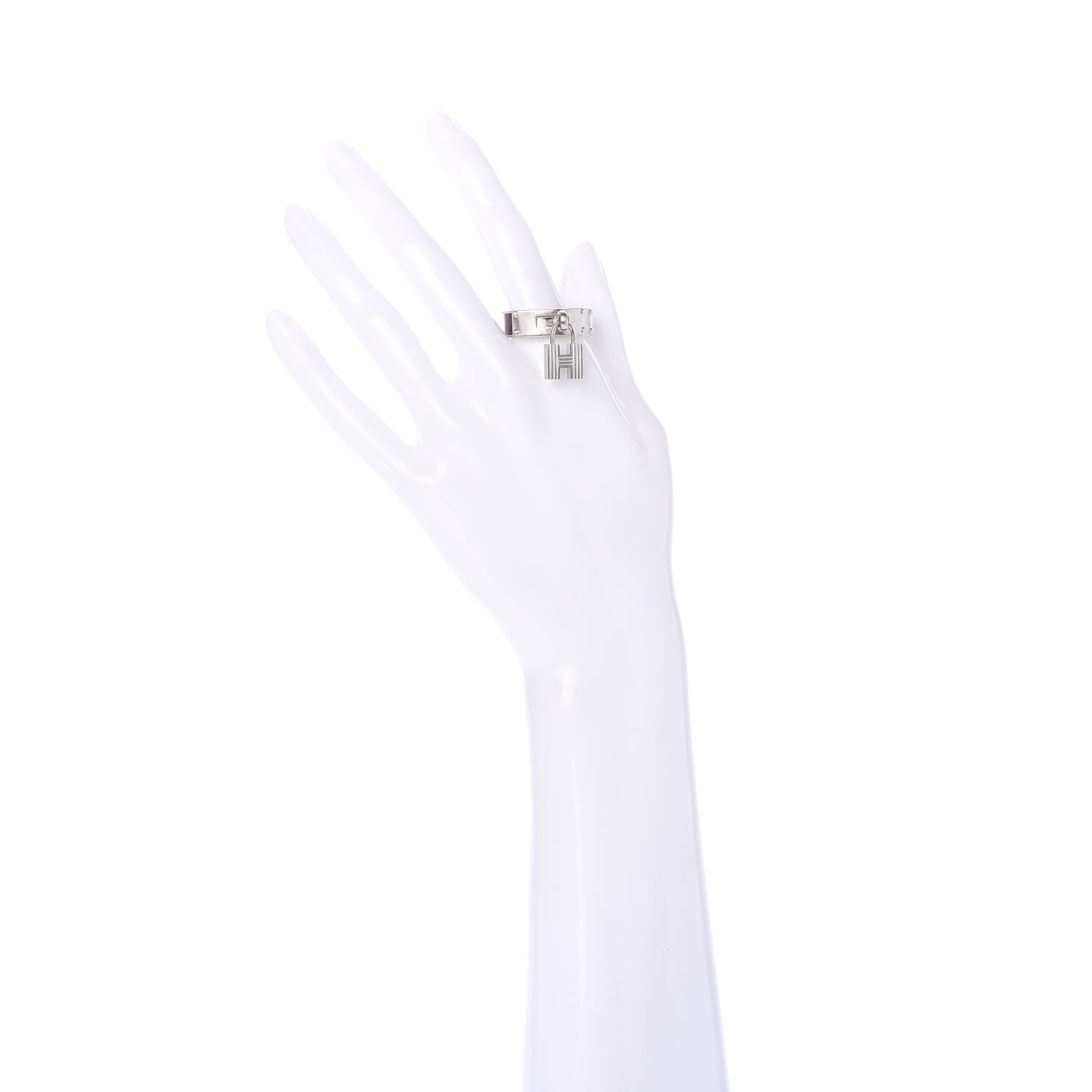 Hermes Palladium Swift Kelly Lock Scarf Ring Anemone 2 of 6