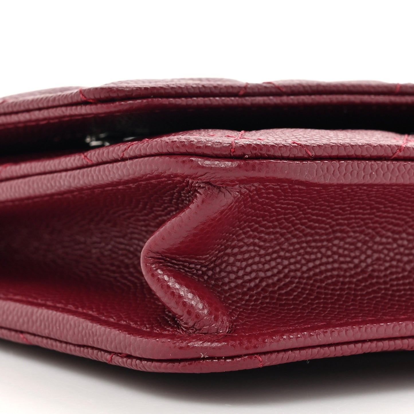 Caviar Quilted Glass Wallet On Chain WOC Burgundy