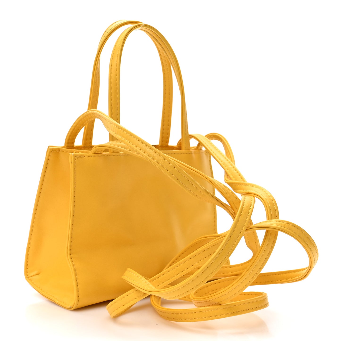 Vegan Leather Small Shopping Bag Yellow