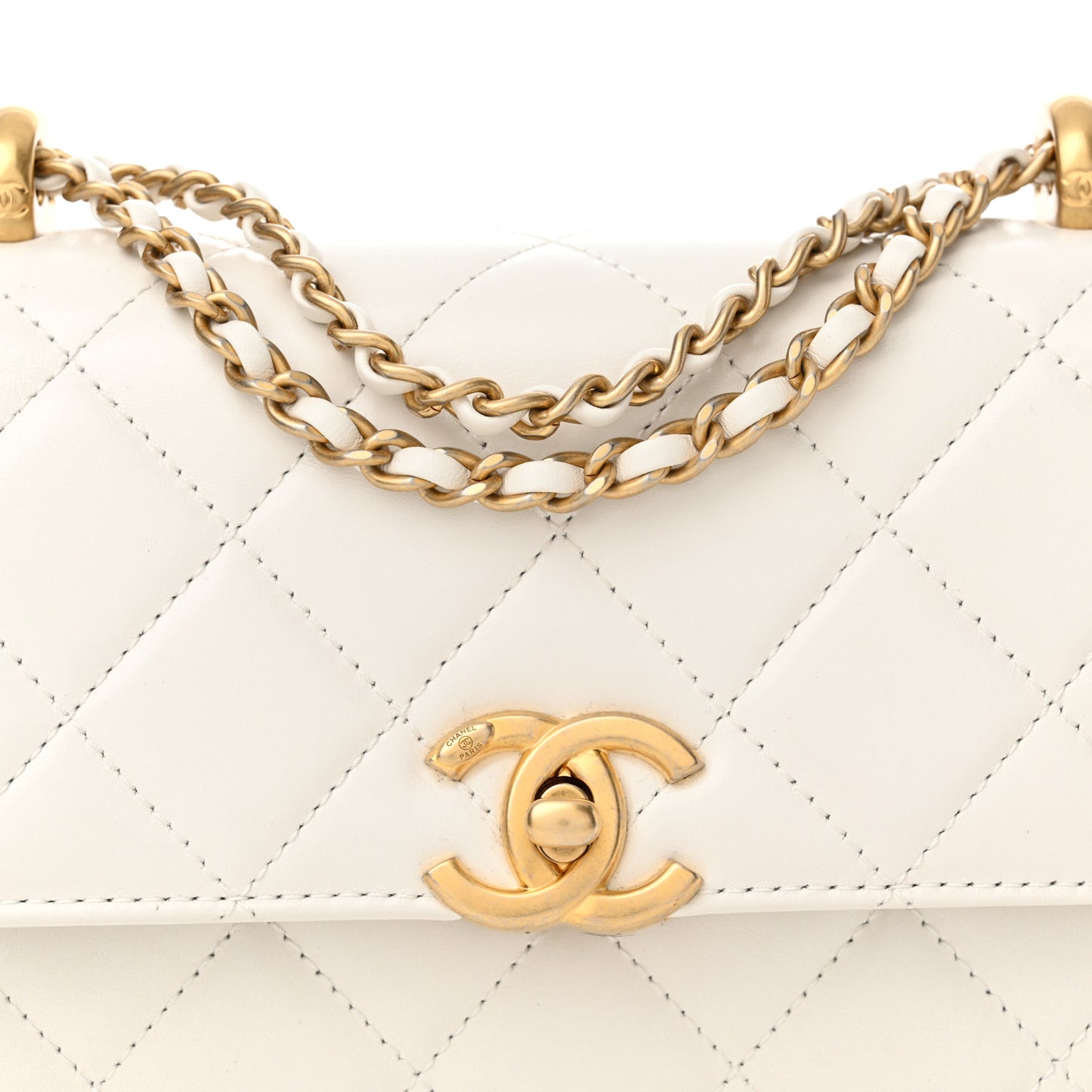 Calfskin Quilted Mini Perfect Fit Flap White