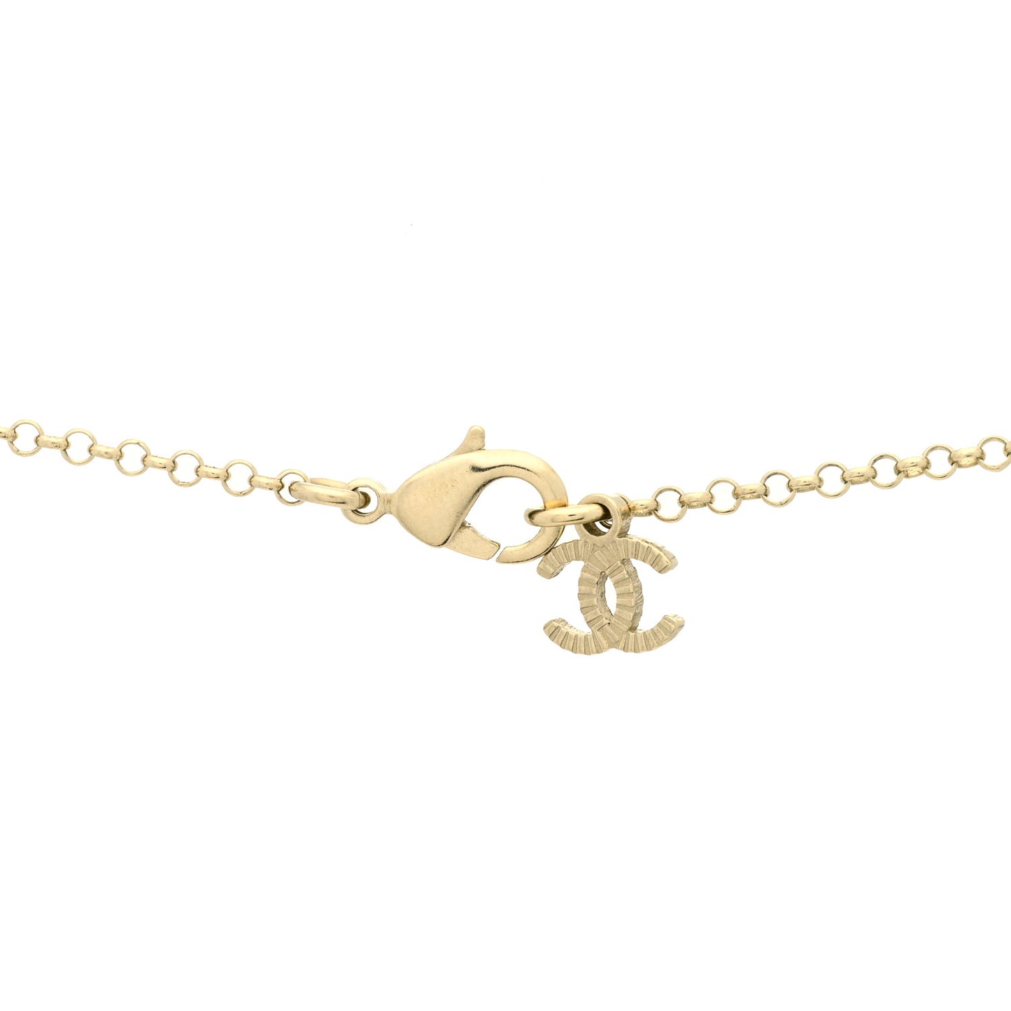 Resin Crystal CC Heart Necklace Pearly White Gold