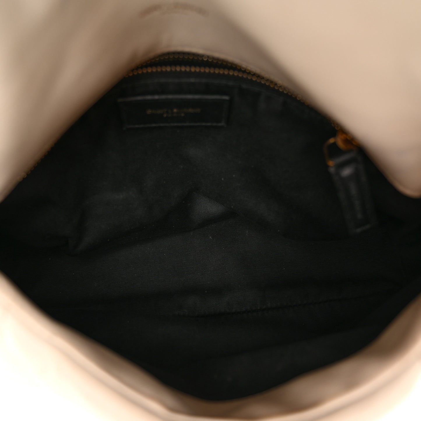 SAINT LAURENT Lambskin Quilted Small Loulou Puffer Monogram Chain Satchel Crema Soft