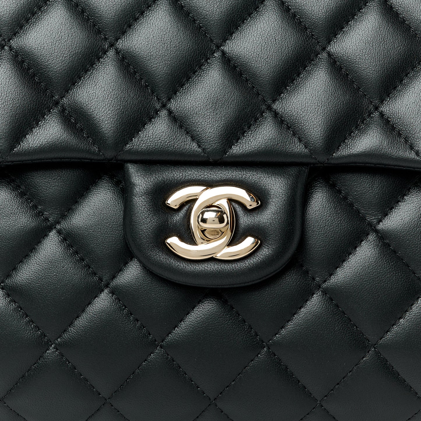 Lambskin Quilted Flap Clutch Black