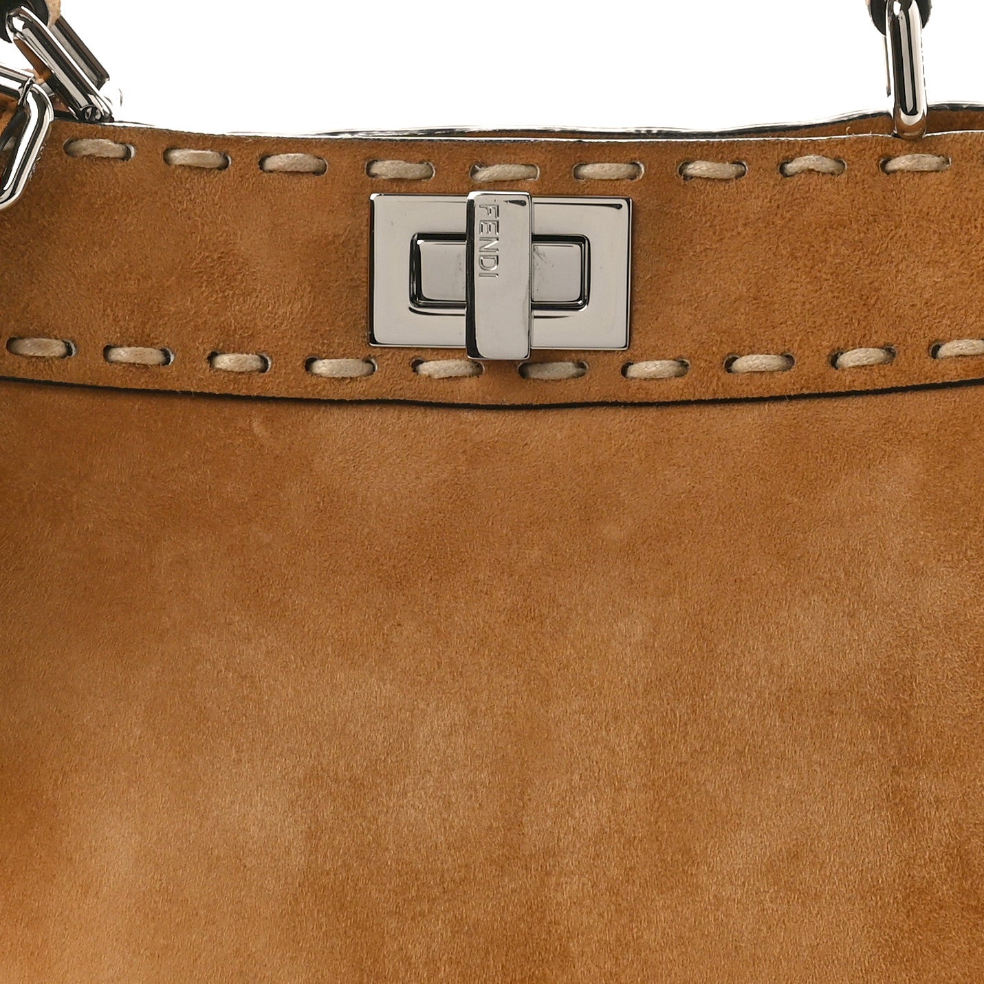 Suede Macro Stitchings Mini Peekaboo Iconic Satchel Marrone