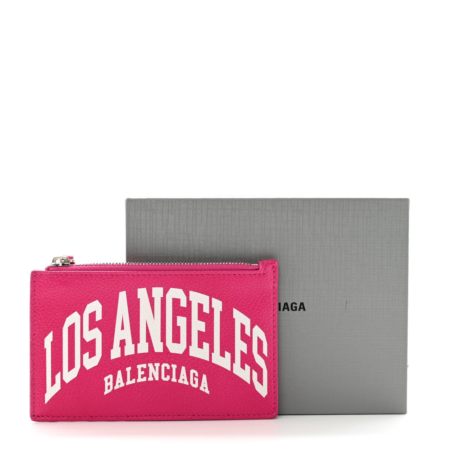 Grained Calfskin Large Cash Long Coin Card Holder Hot Pink