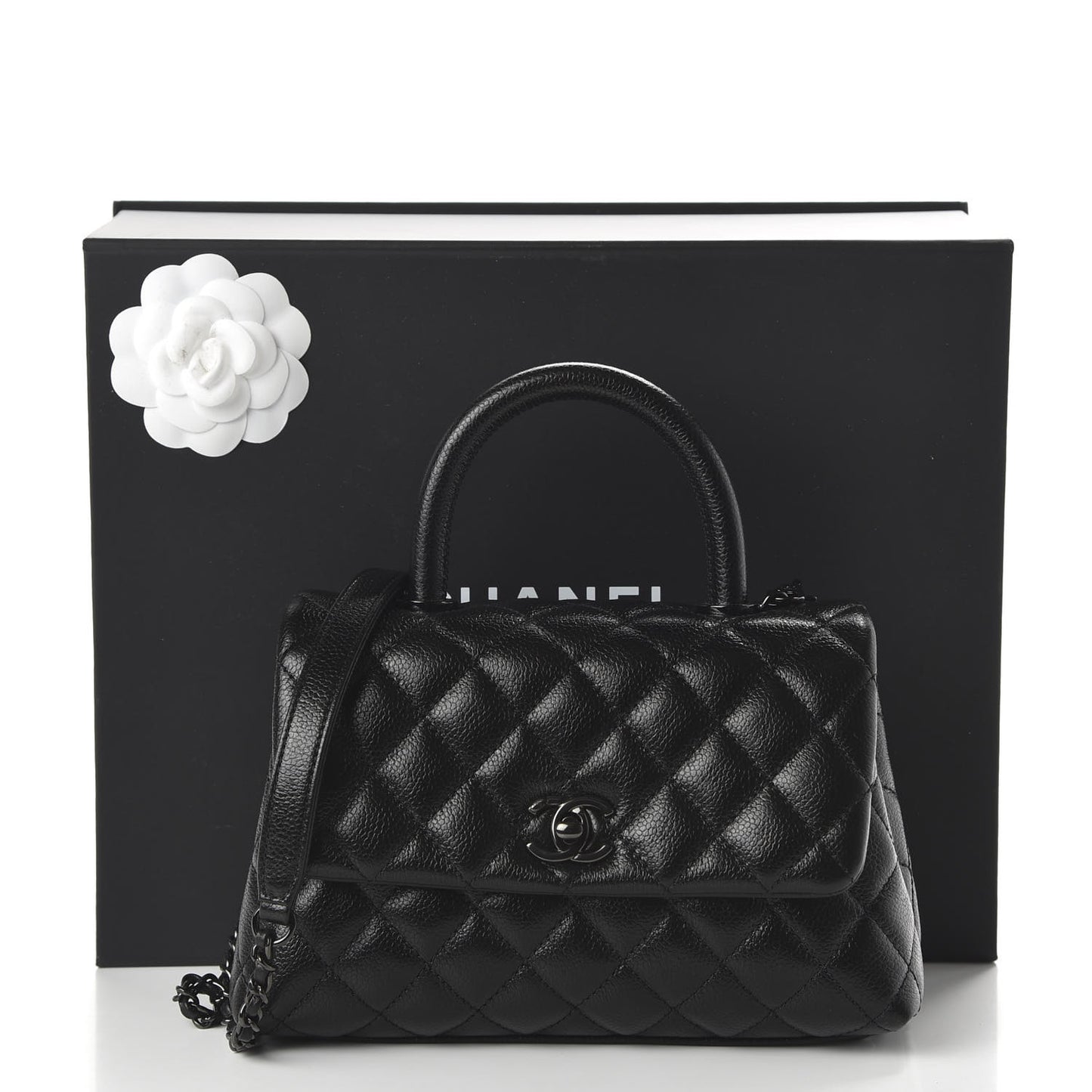 Caviar Quilted Mini Coco Handle Flap So Black